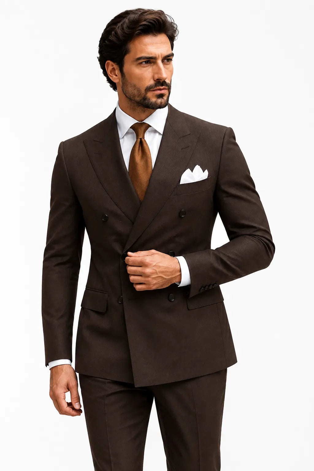 Men's Peak Lapel Double-Breasted 2 Piece Suit