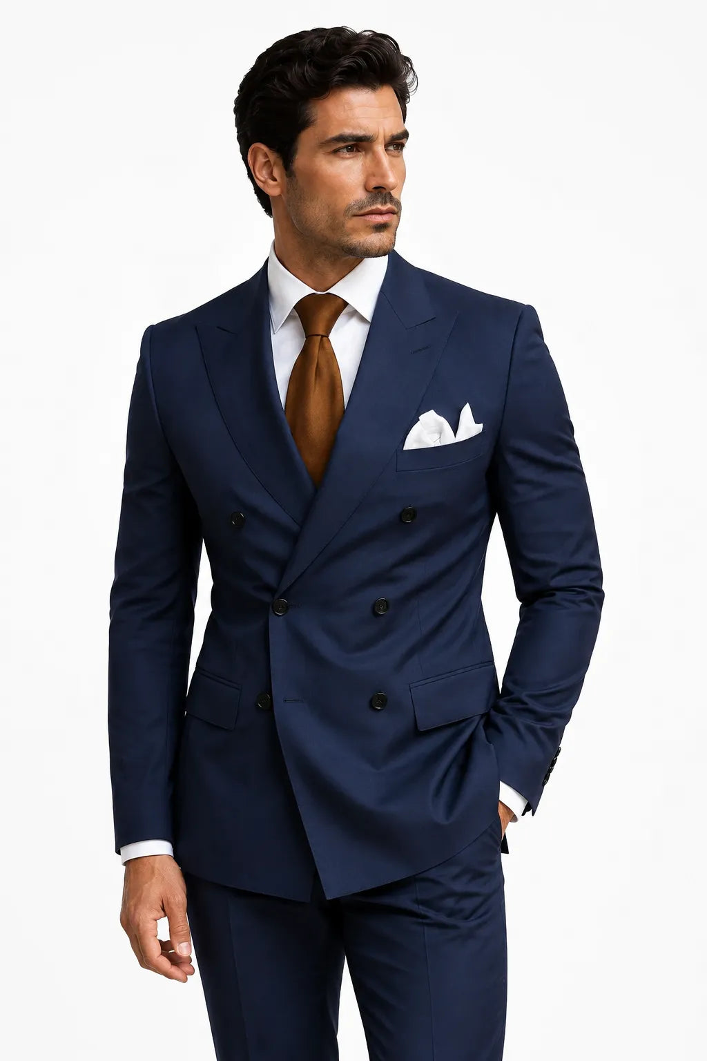 Men's Peak Lapel Double-Breasted 2 Piece Suit