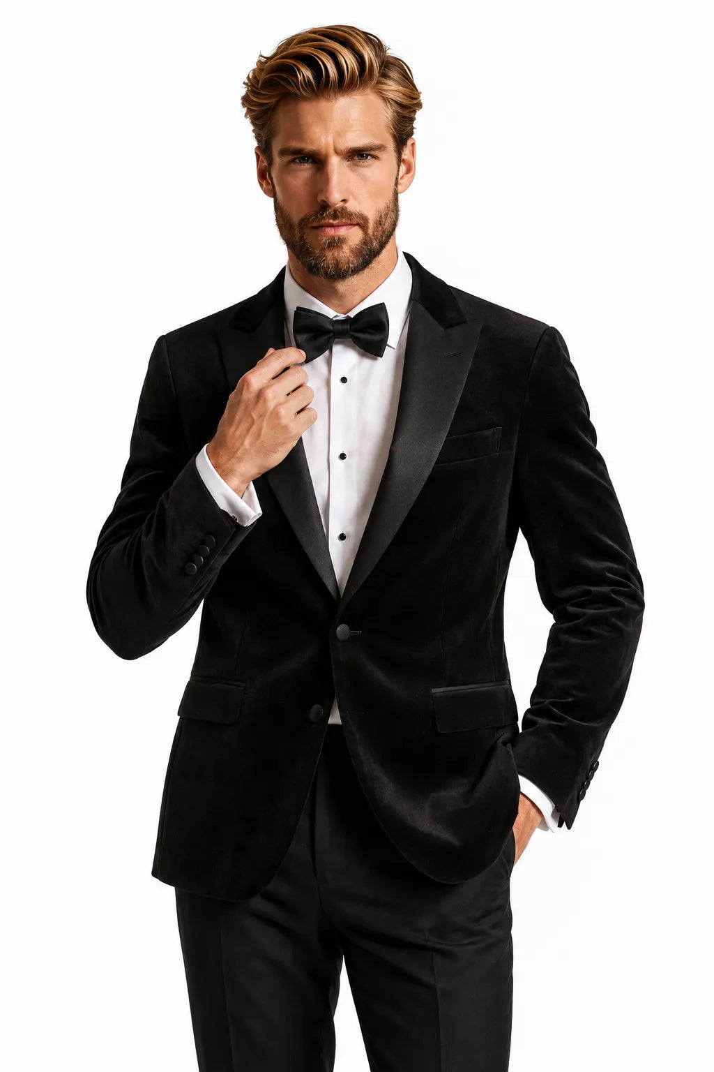 Men's Luxury Black Velvet 2 Piece Suit