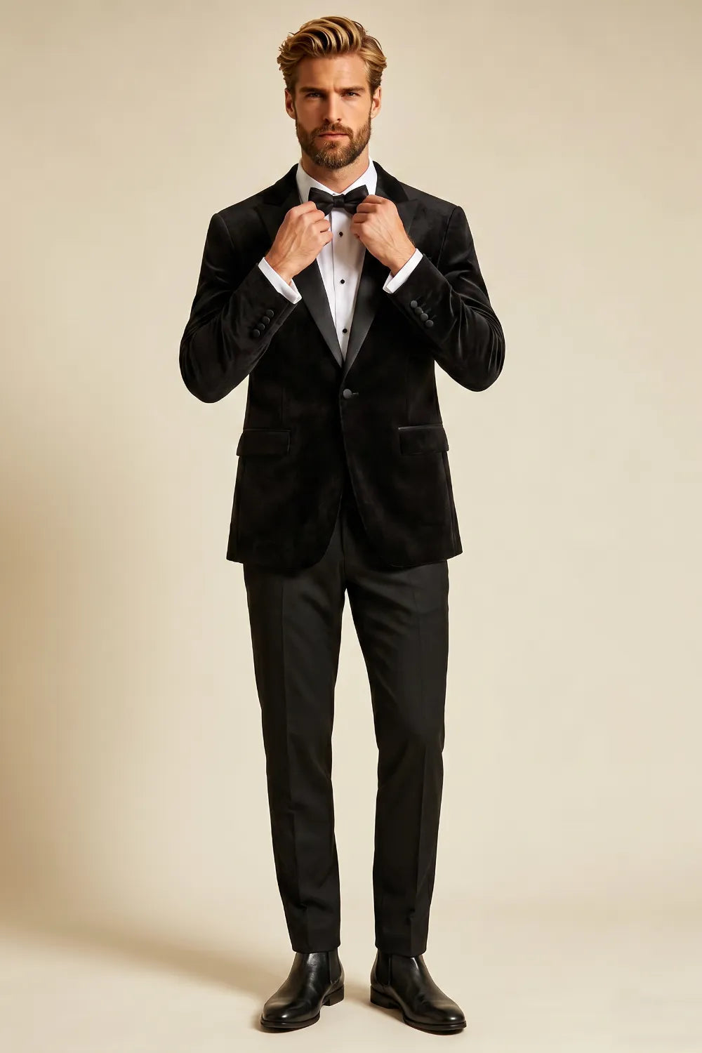 Men's Luxury Black Velvet 2 Piece Suit