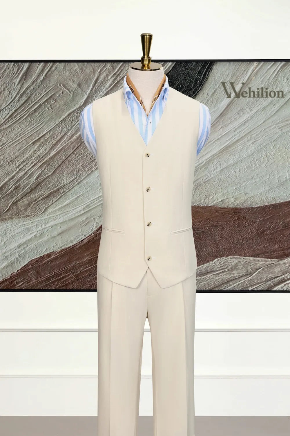 Men's Breathable Linen 3 Piece Suits