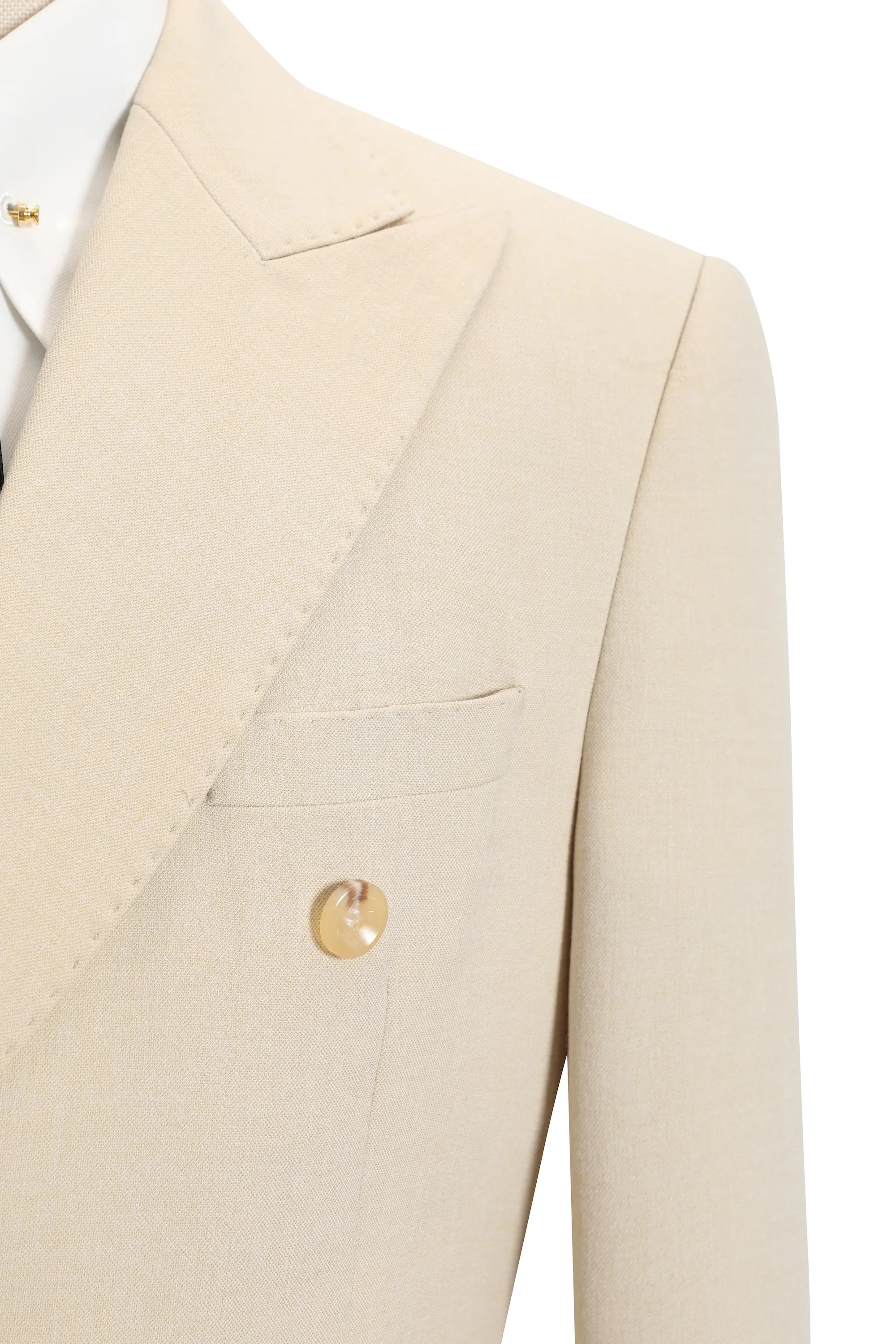 Men's White Peak Lapel Double-Breasted 3 Piece Suits