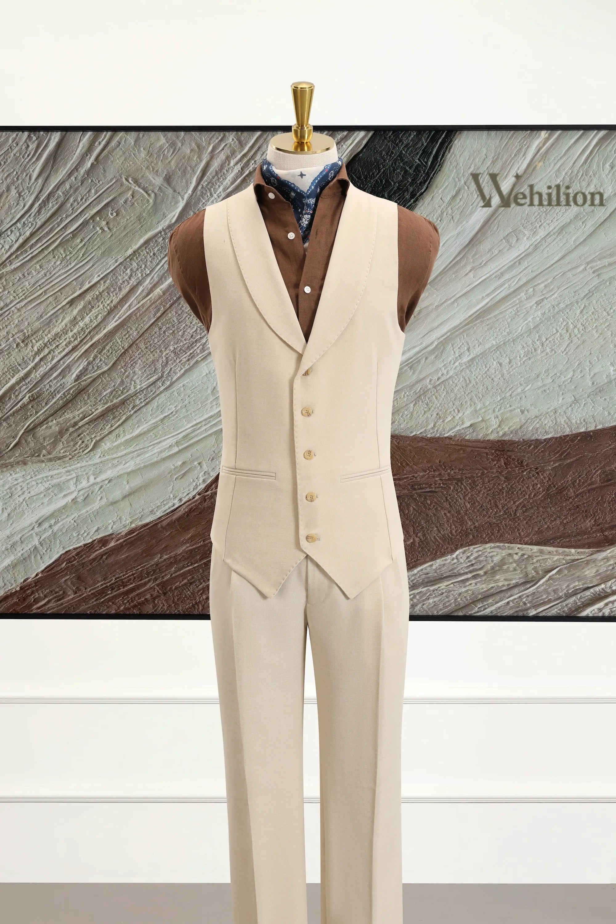 Men's White Peak Lapel Double-Breasted 3 Piece Suits