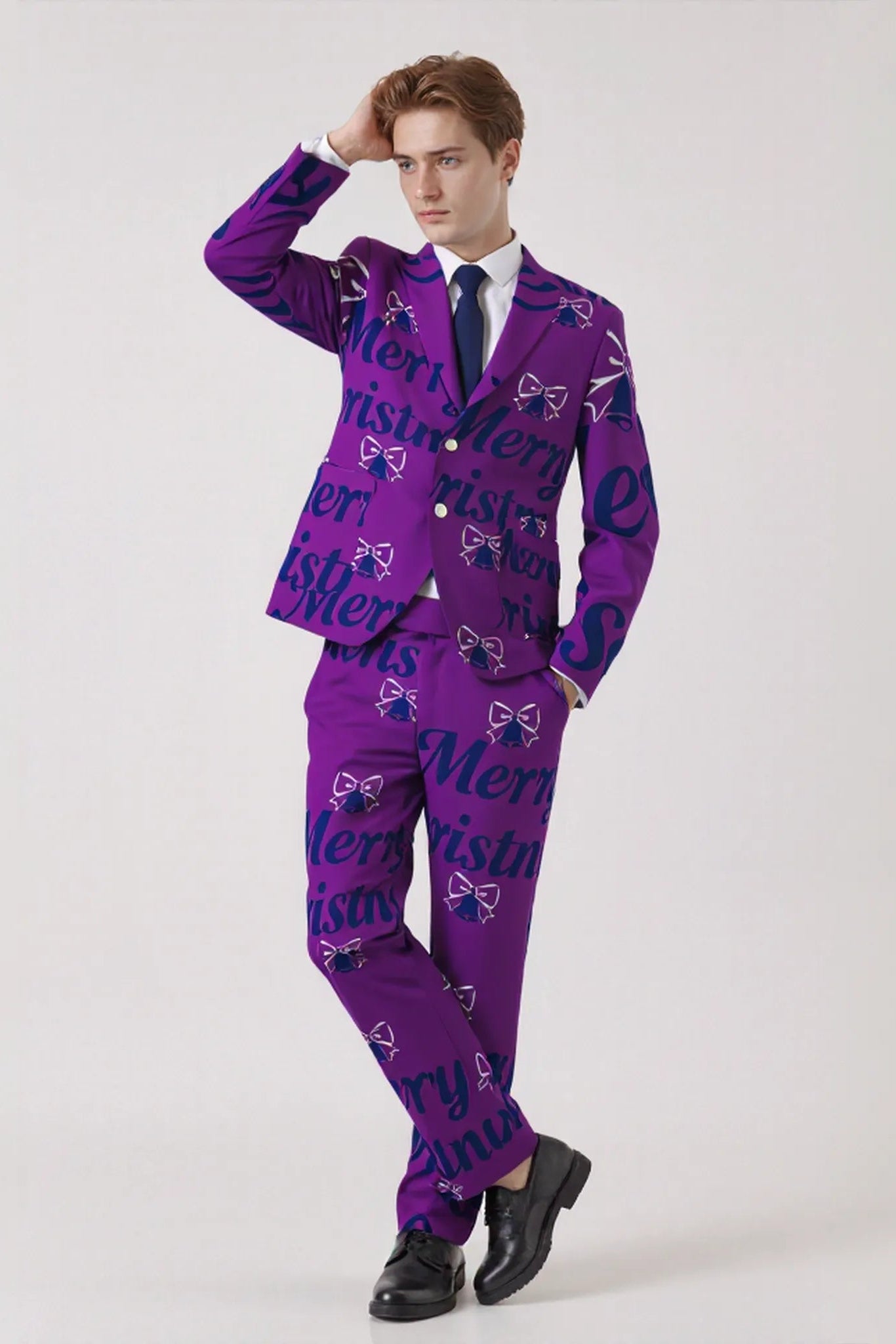Soft Touch Flannel Fabric With Christmas Suit Mens Slim Fit Suit