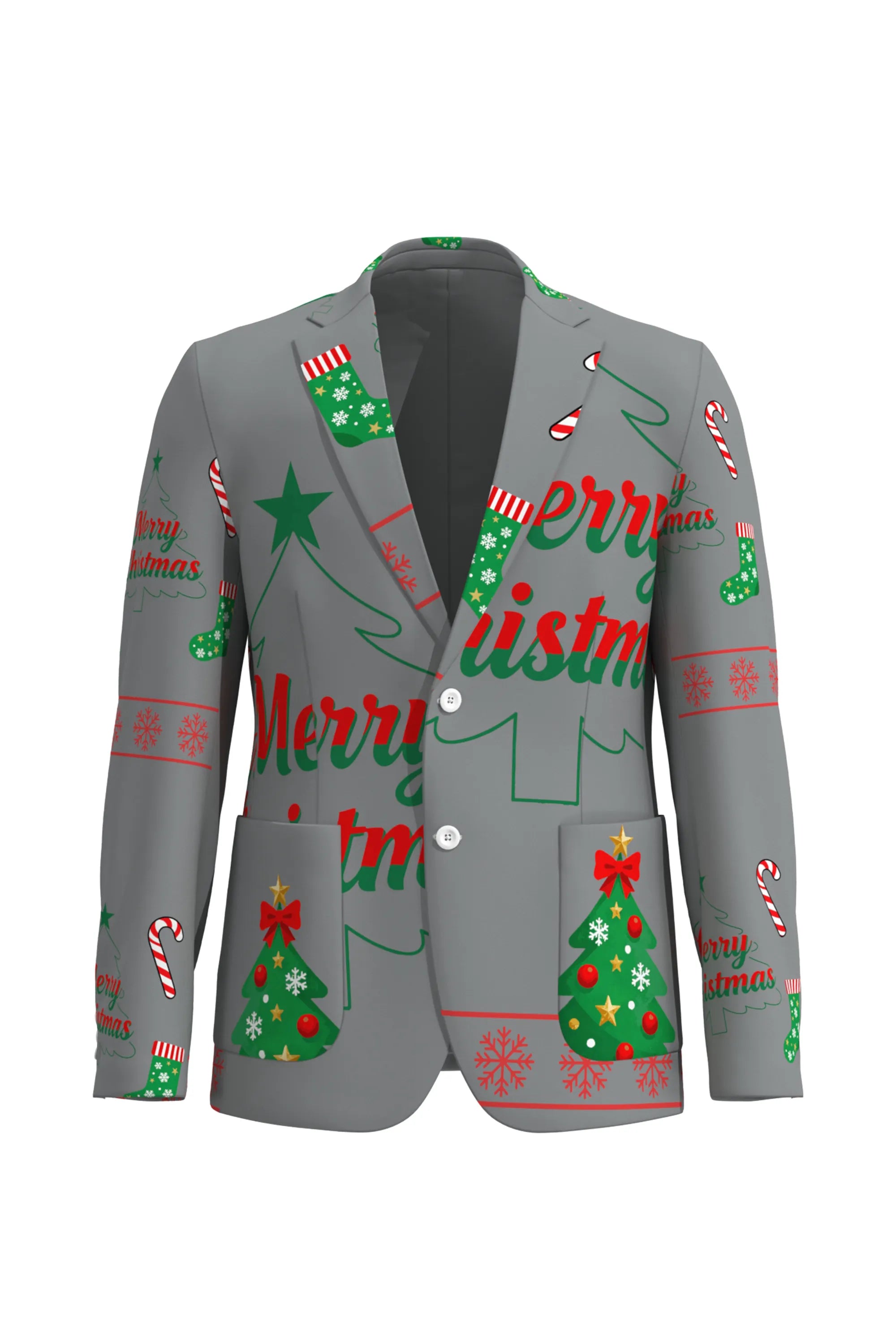Men's Trees Pattern Christmas Eve Party 2 Piece Suit