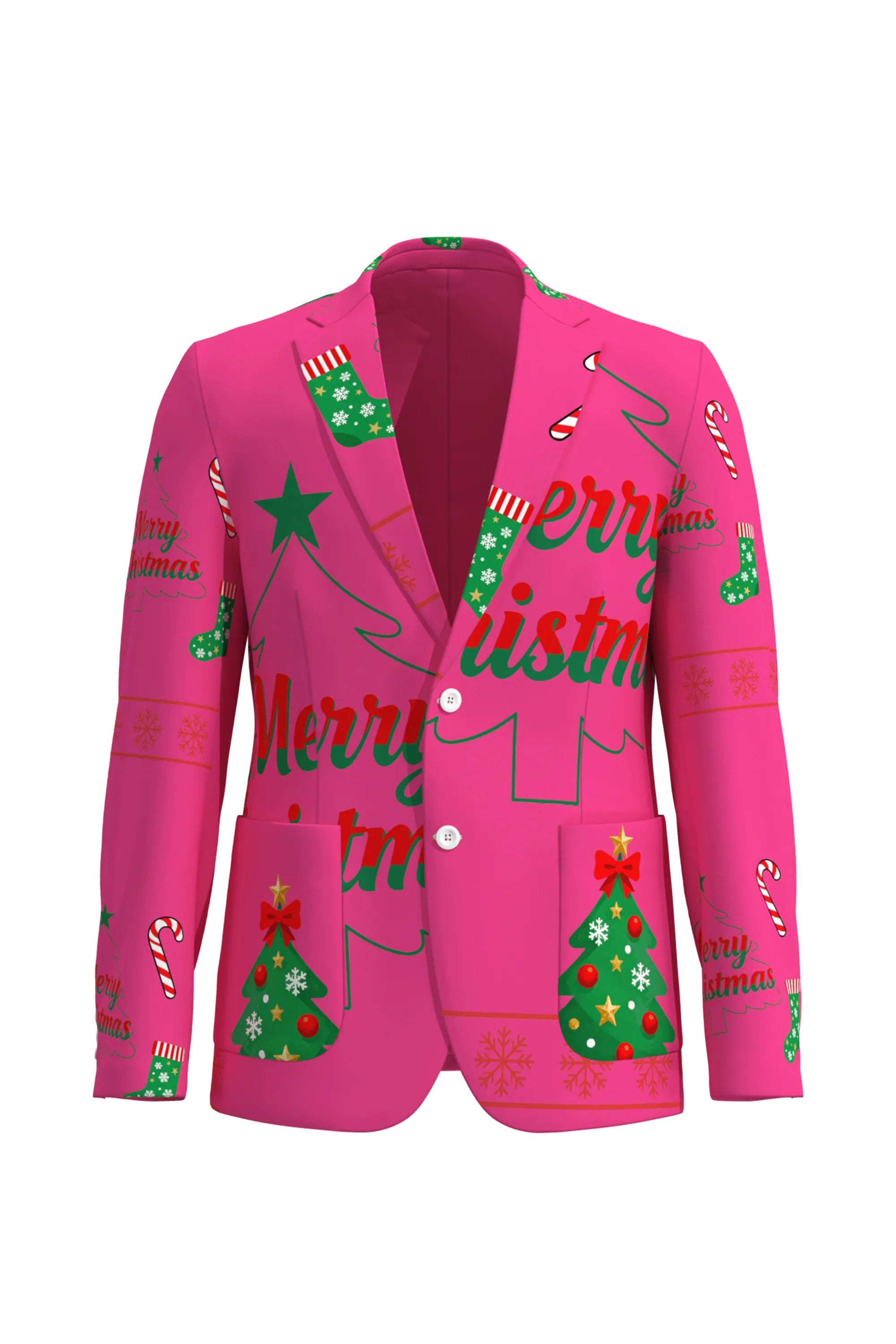 Men's Trees Pattern Christmas Eve Party 2 Piece Suit
