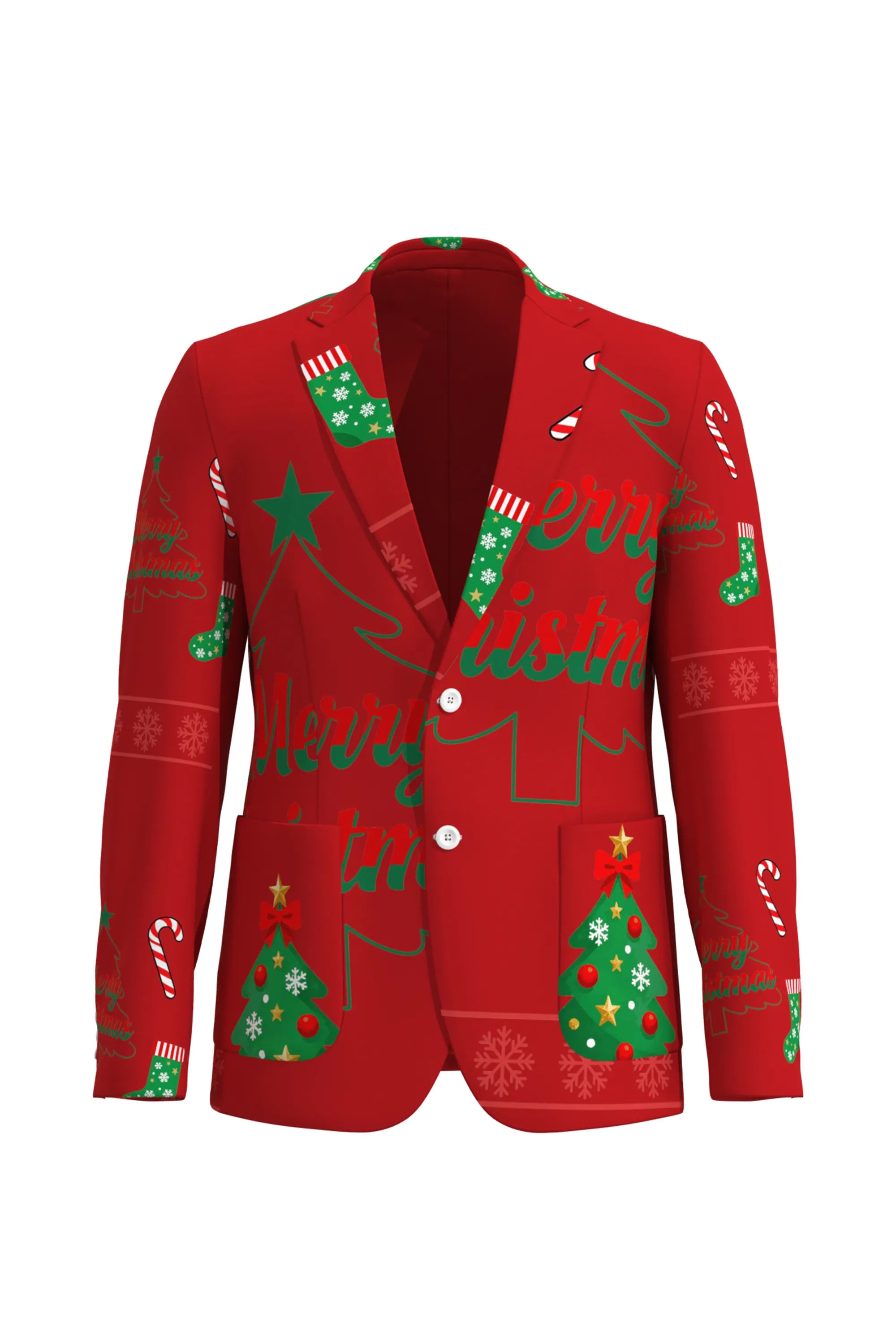 Men's Trees Pattern Christmas Eve Party 2 Piece Suit