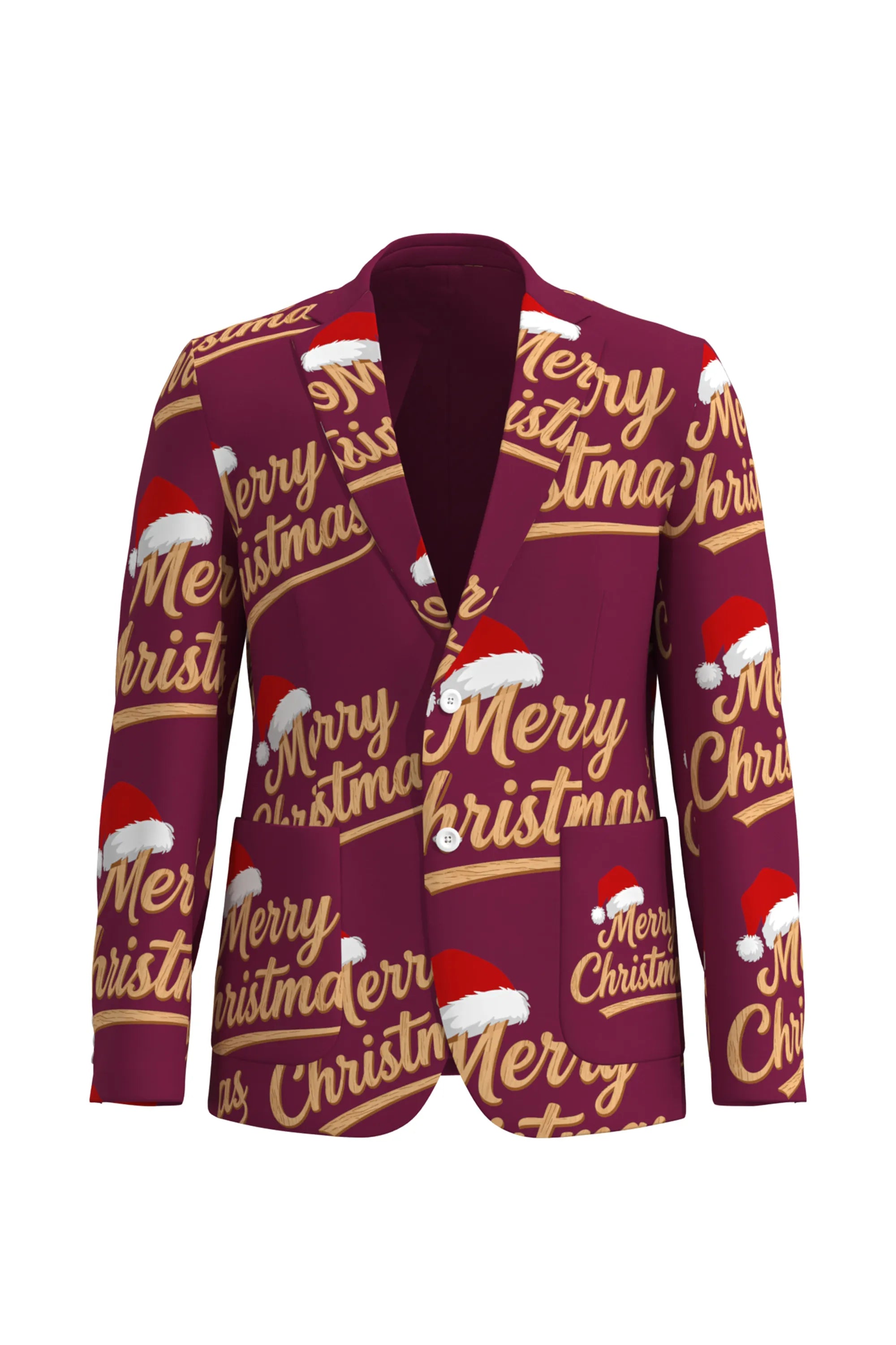 Men's Festive Graphics Christmas Eve Party 2 Piece Suit
