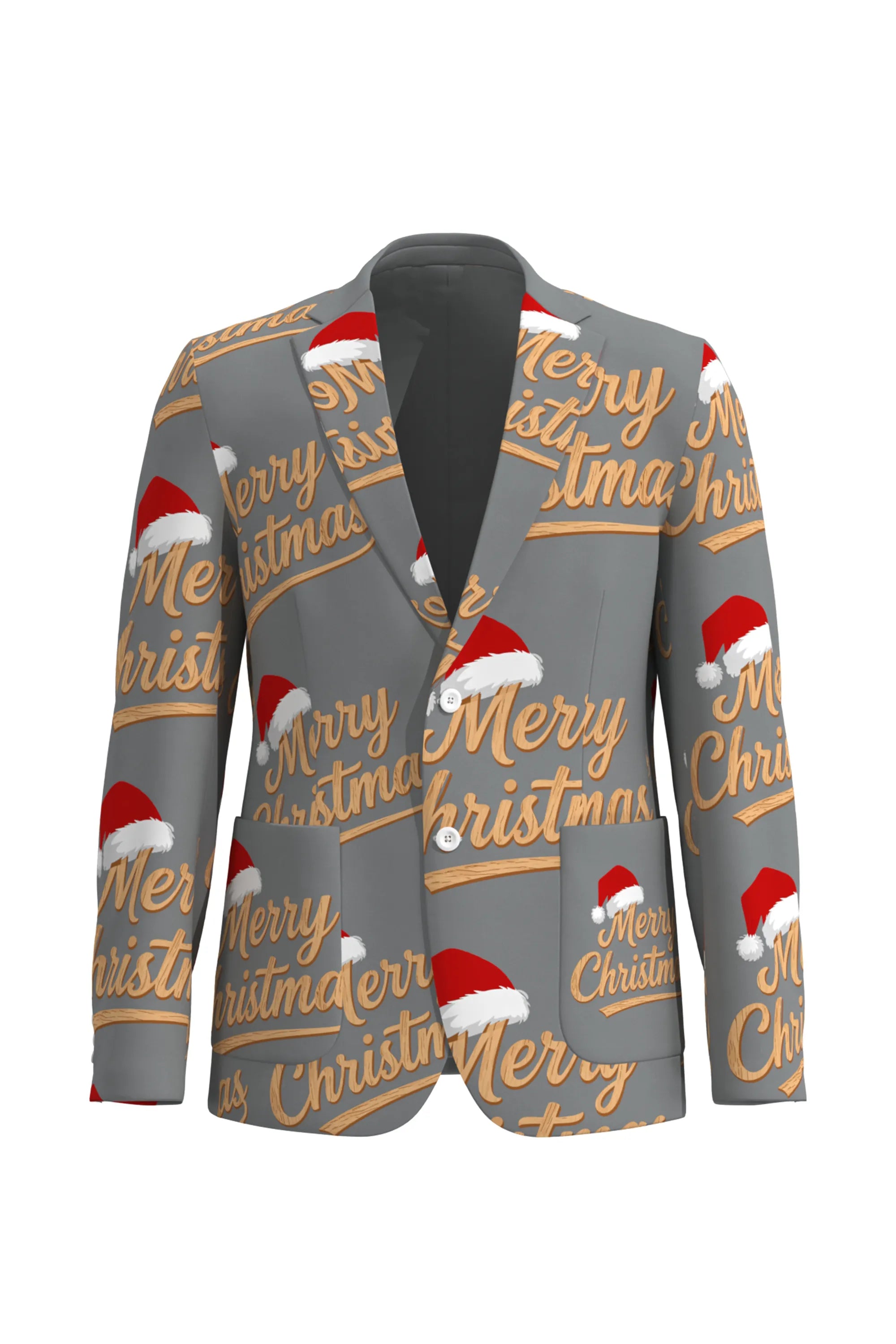 Men's Festive Graphics Christmas Eve Party 2 Piece Suit