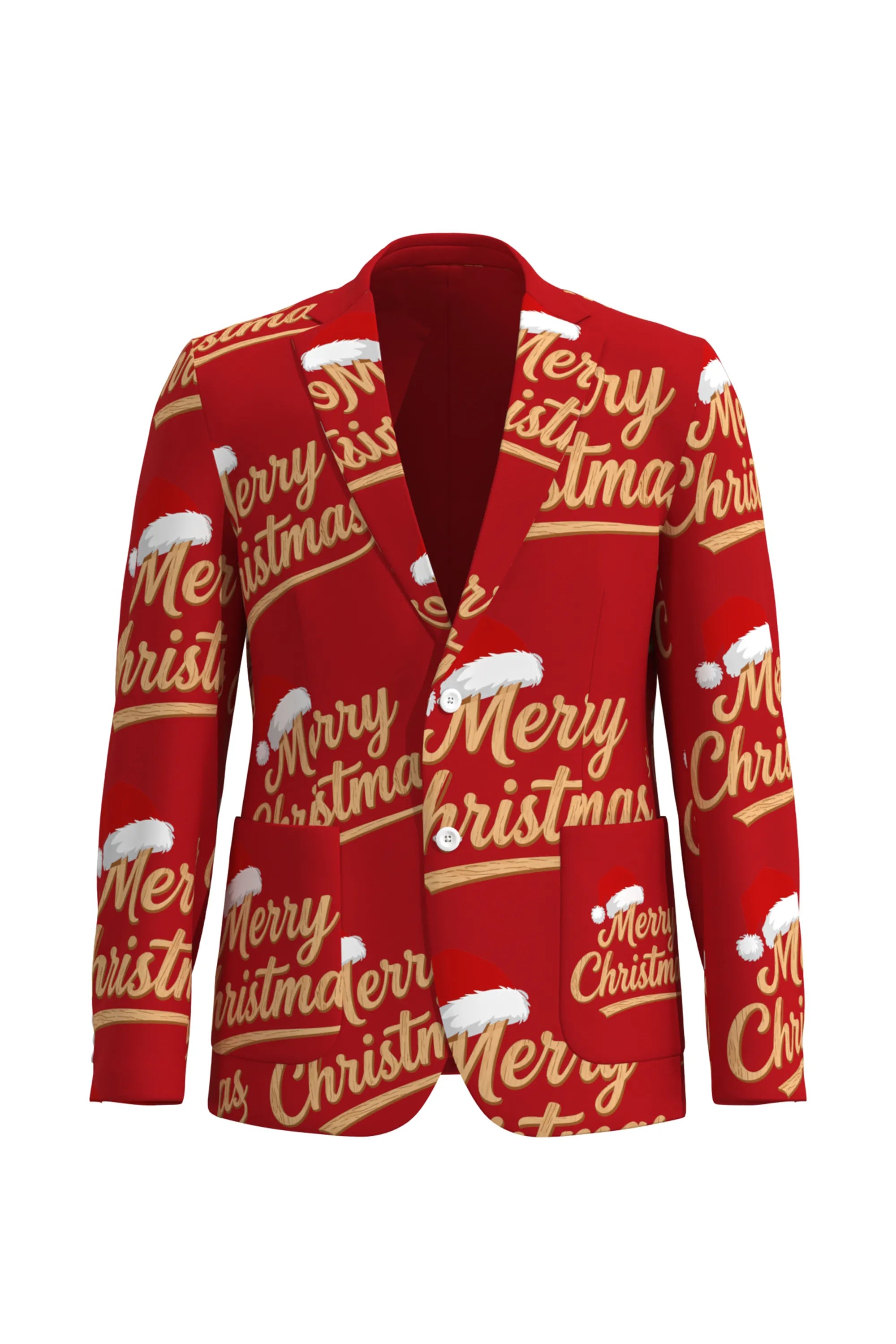 Men's Festive Graphics Christmas Eve Party 2 Piece Suit