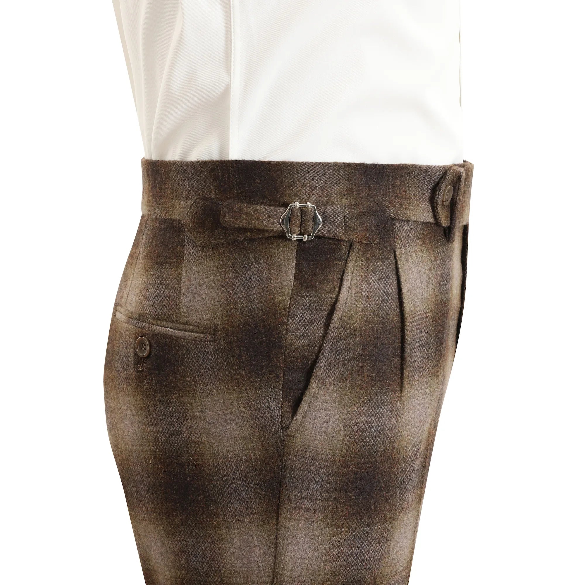 Men's Brown Plaid Herringbone 2 Piece Suits