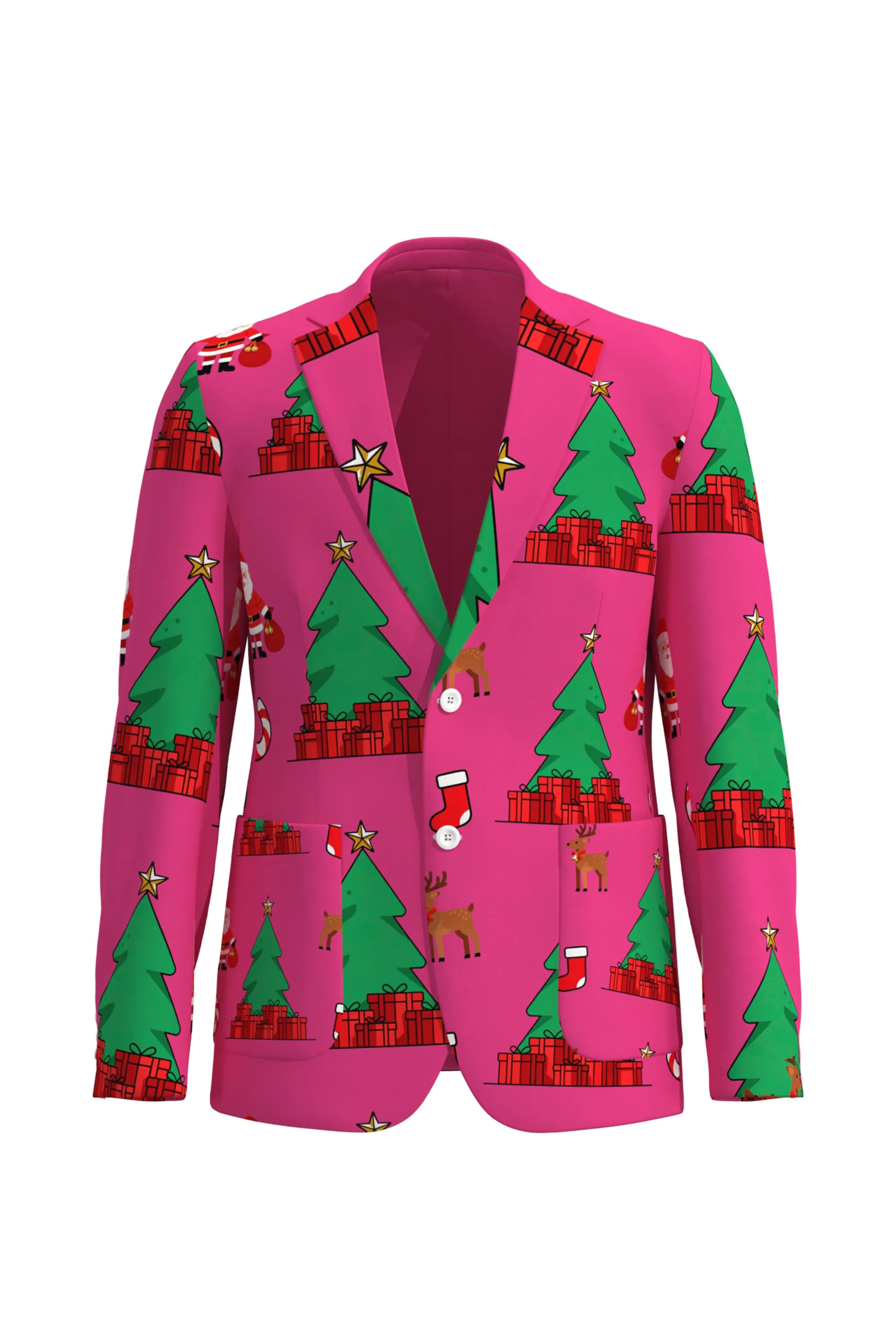 Men's Christmas Tree Pattern Eve Party 2 Piece Suit