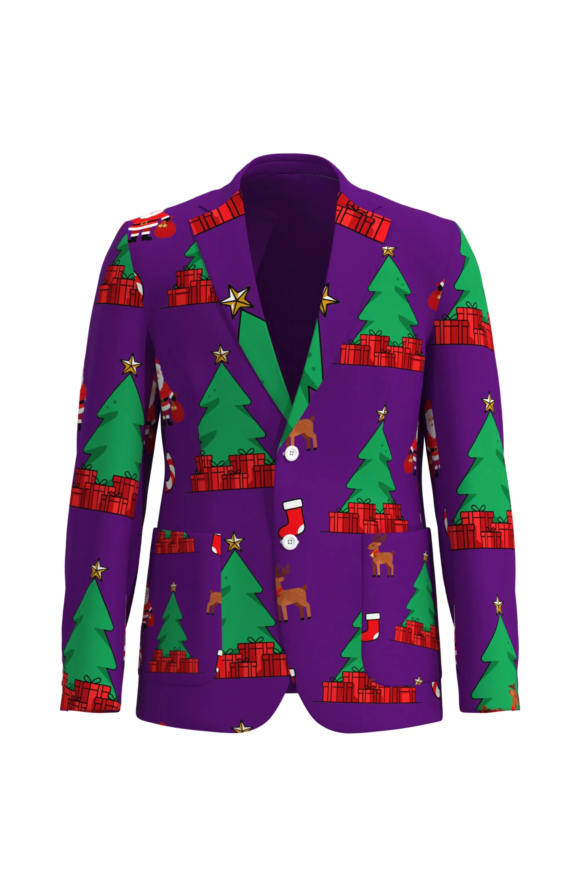Men's Christmas Tree Pattern Eve Party 2 Piece Suit