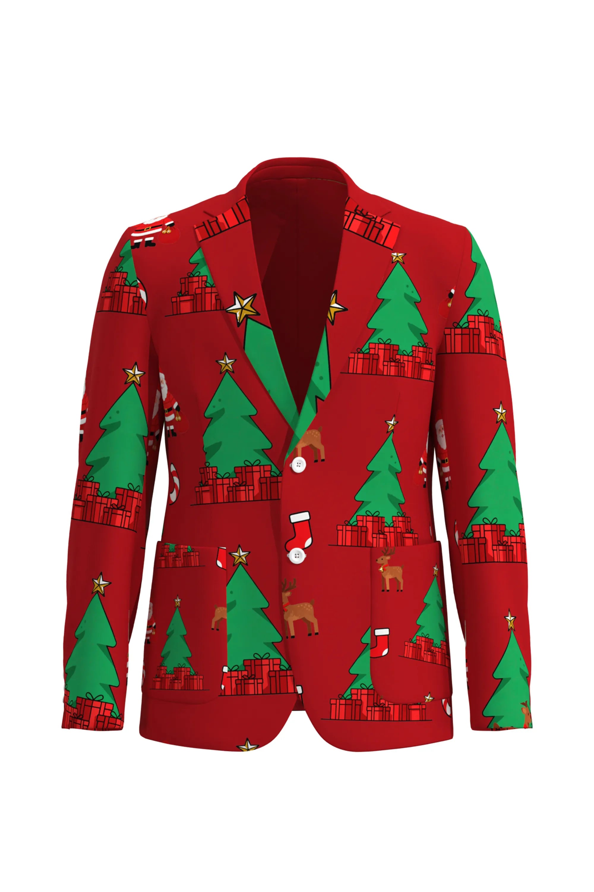 Men's Christmas Tree Pattern Eve Party 2 Piece Suit