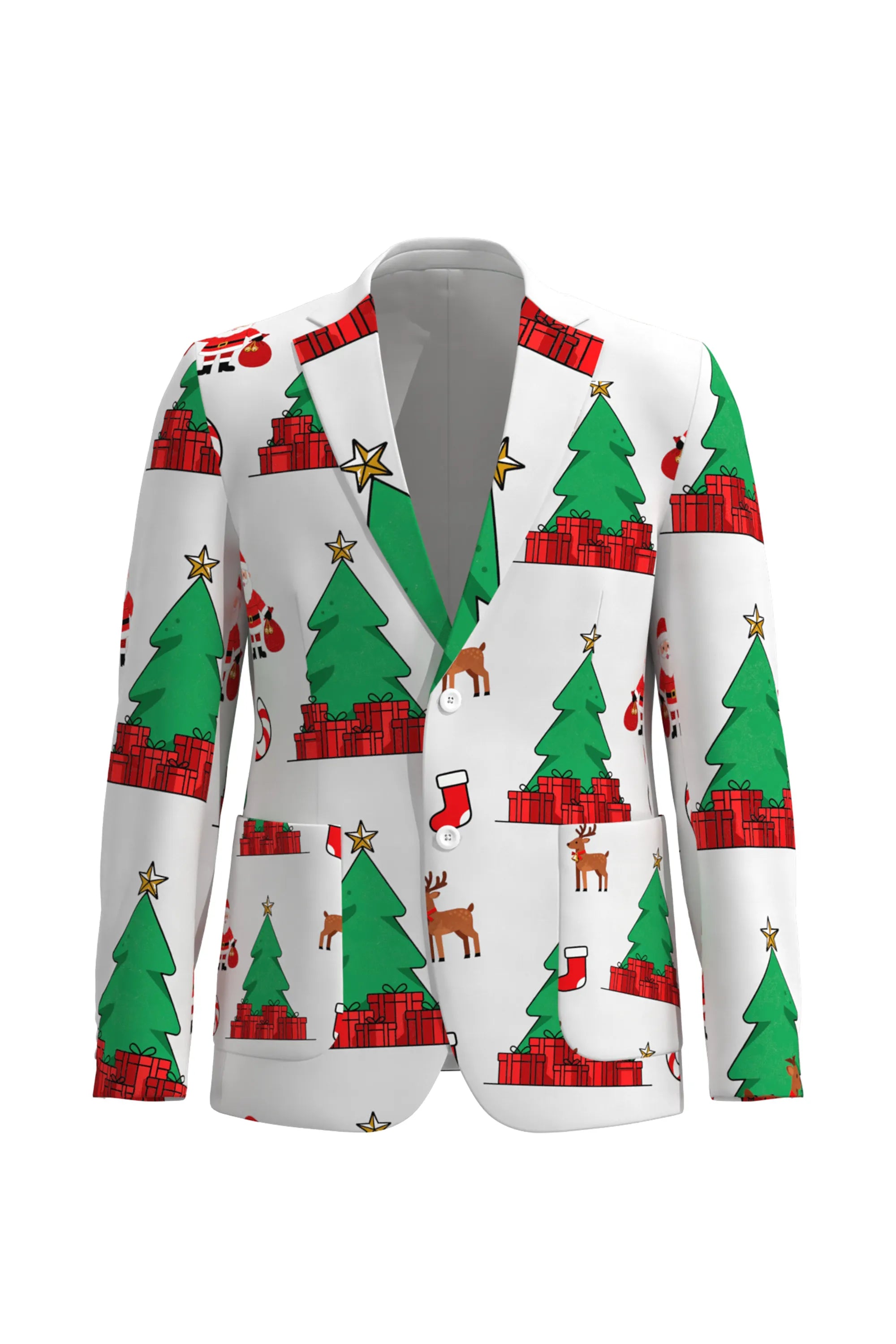 Men's Christmas Tree Pattern Eve Party 2 Piece Suit