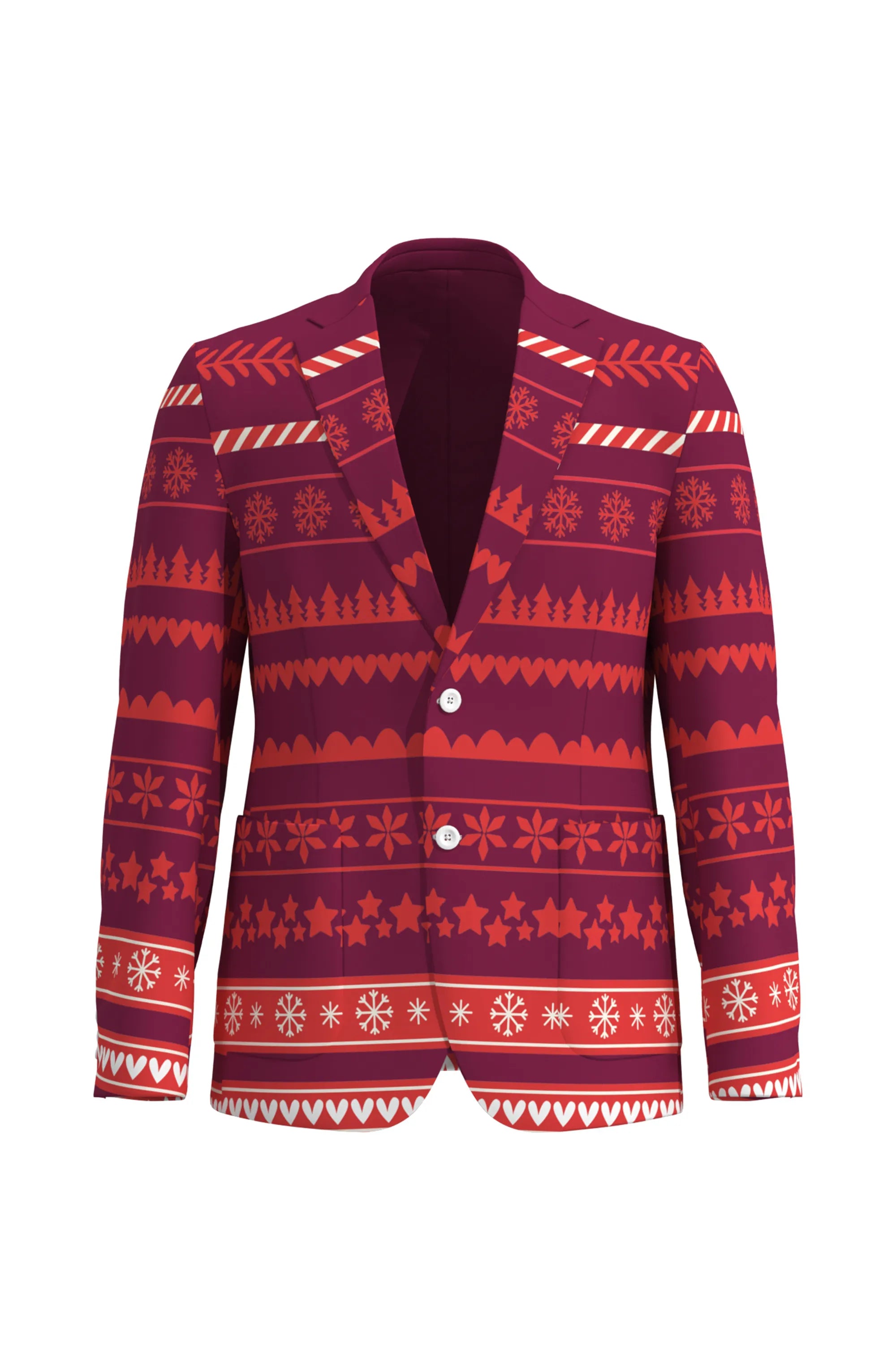 Men's Snowflake Christmas Eve Party 2 Piece Suit