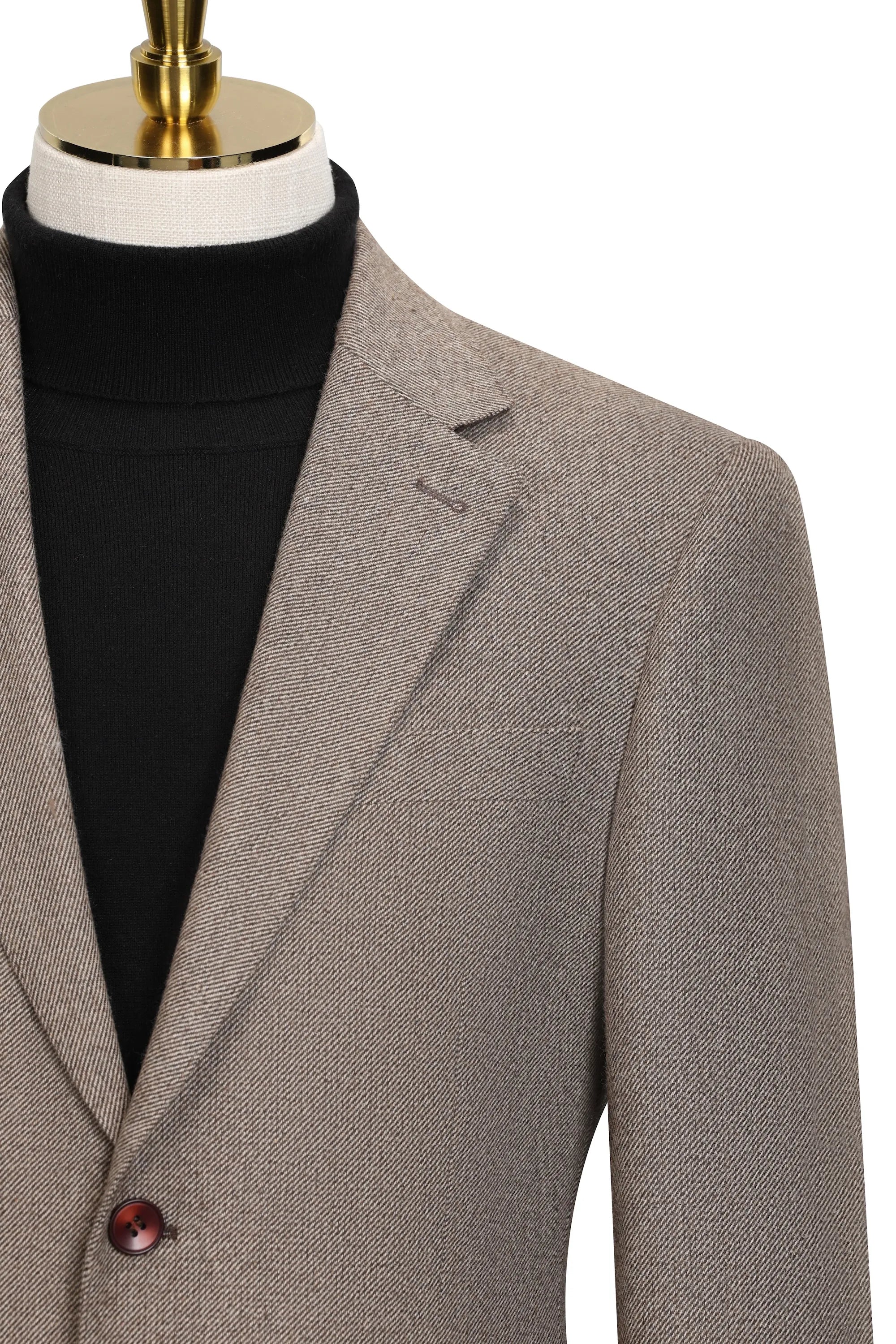 Men's Brown Wool Herringbone 3 Piece Suit