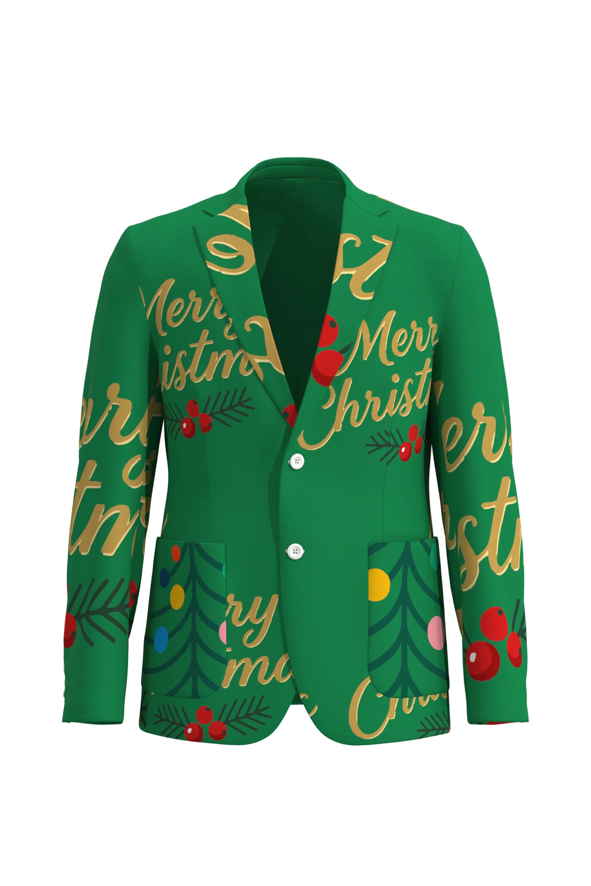 Men's Funny Pattern Christmas Eve Party 2 Piece Suit