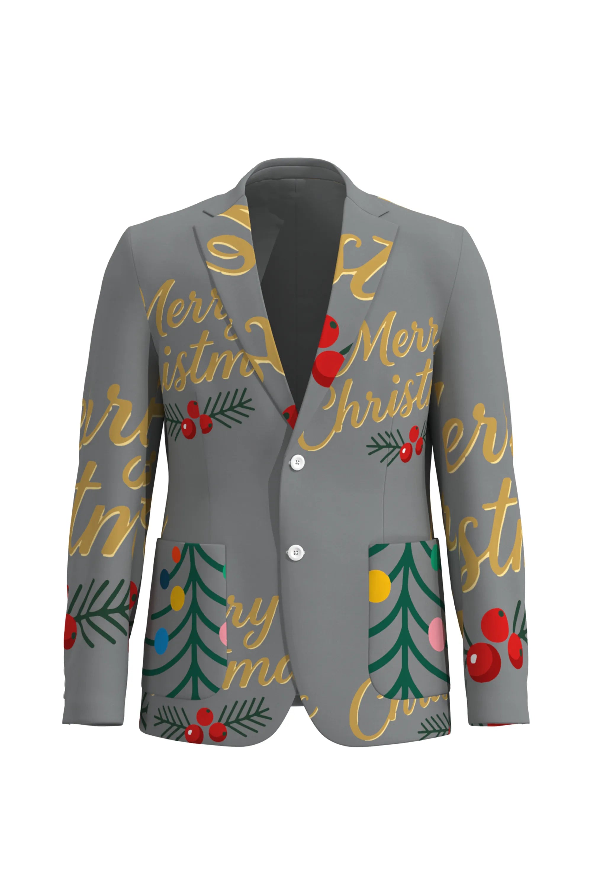 Men's Funny Pattern Christmas Eve Party 2 Piece Suit