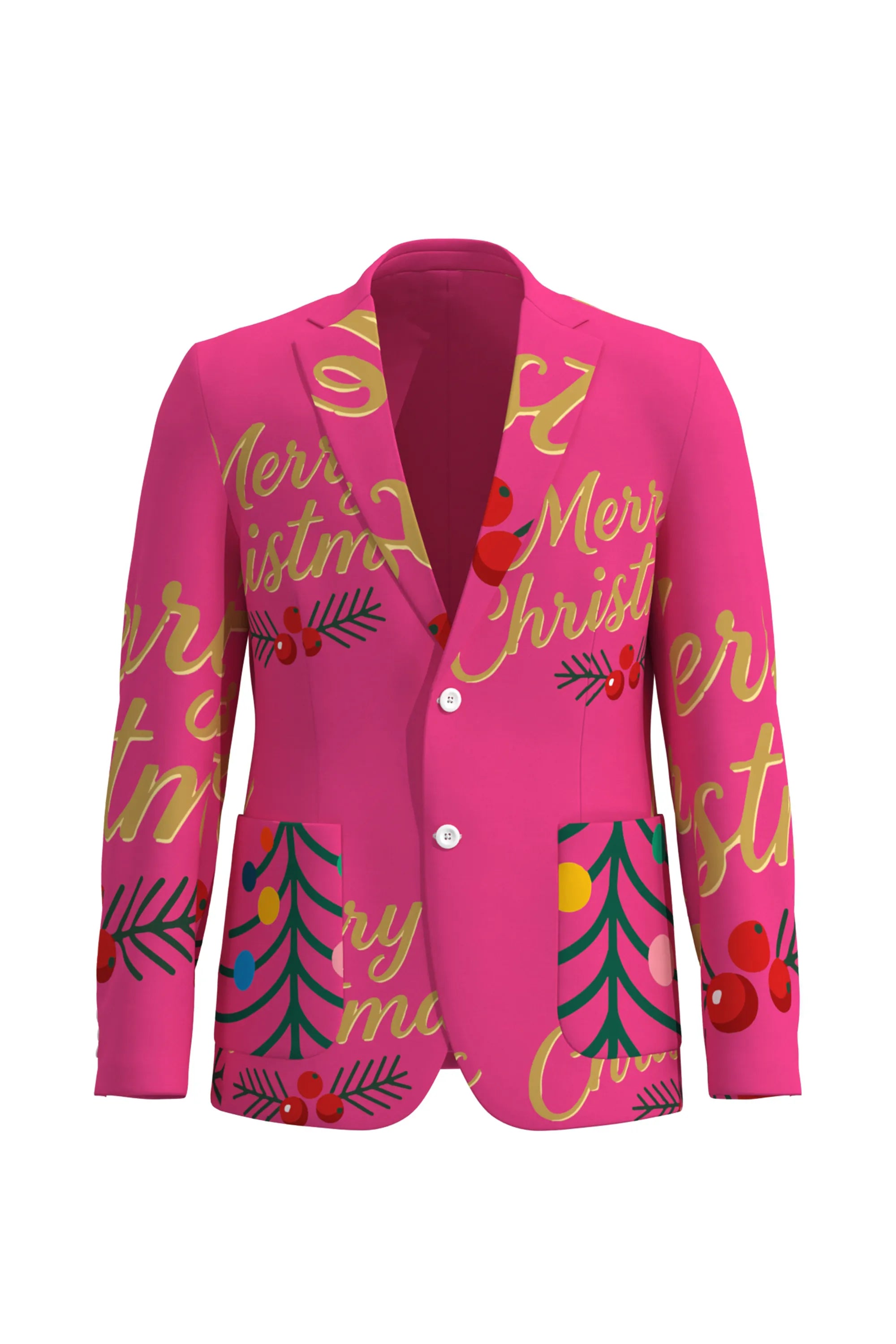 Men's Funny Pattern Christmas Eve Party 2 Piece Suit