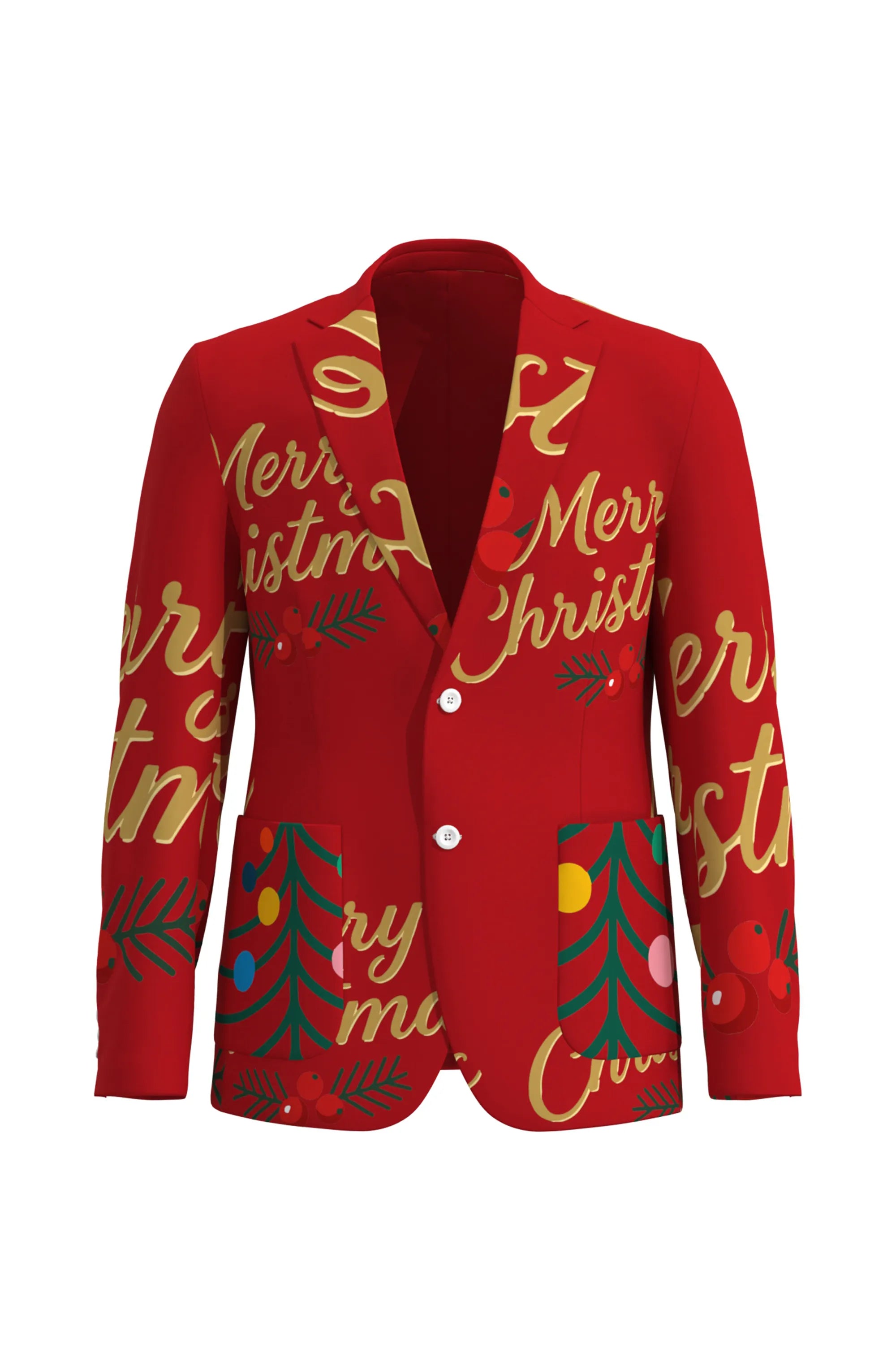 Men's Funny Pattern Christmas Eve Party 2 Piece Suit