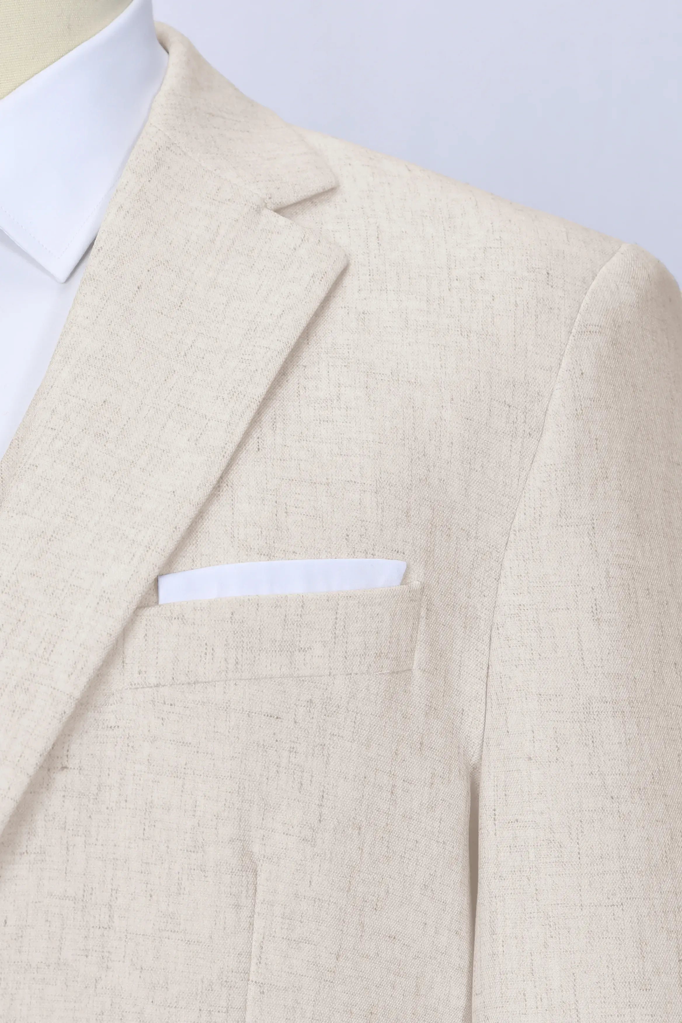 Close-Up of Beige Linen Fabric – Breathable Lightweight Material for Summer Suits – Wehilion® ™