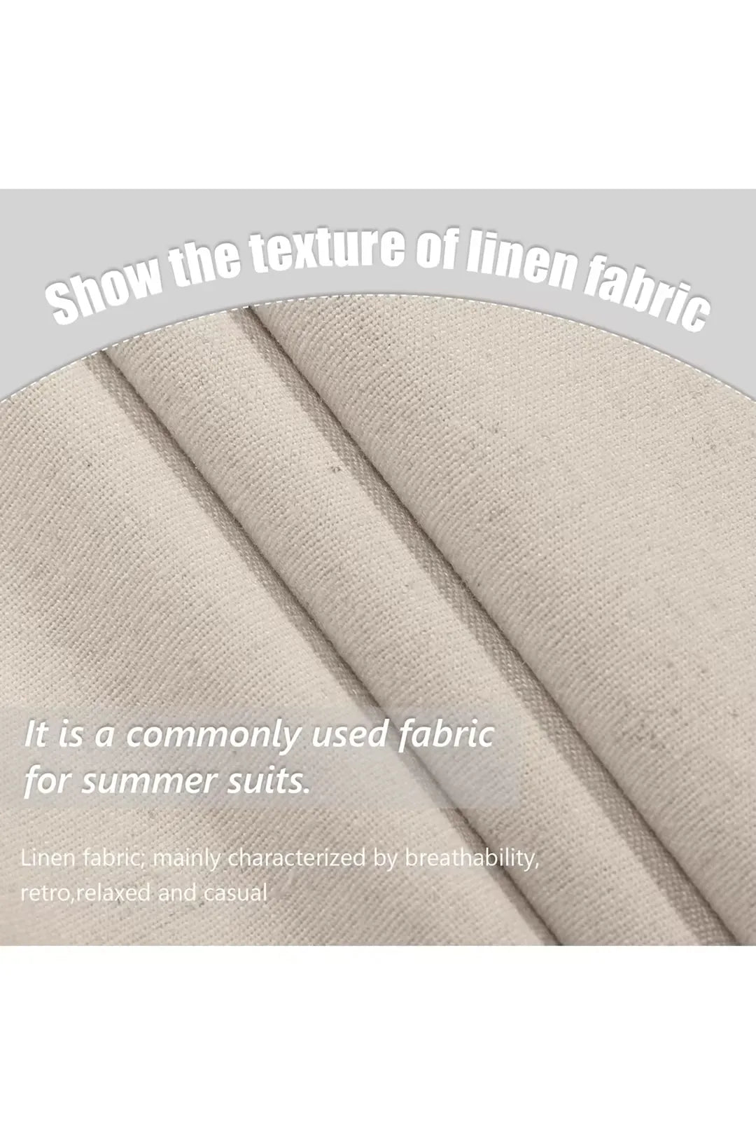 Breathable champagne linen fabric used in retro summer wedding suits