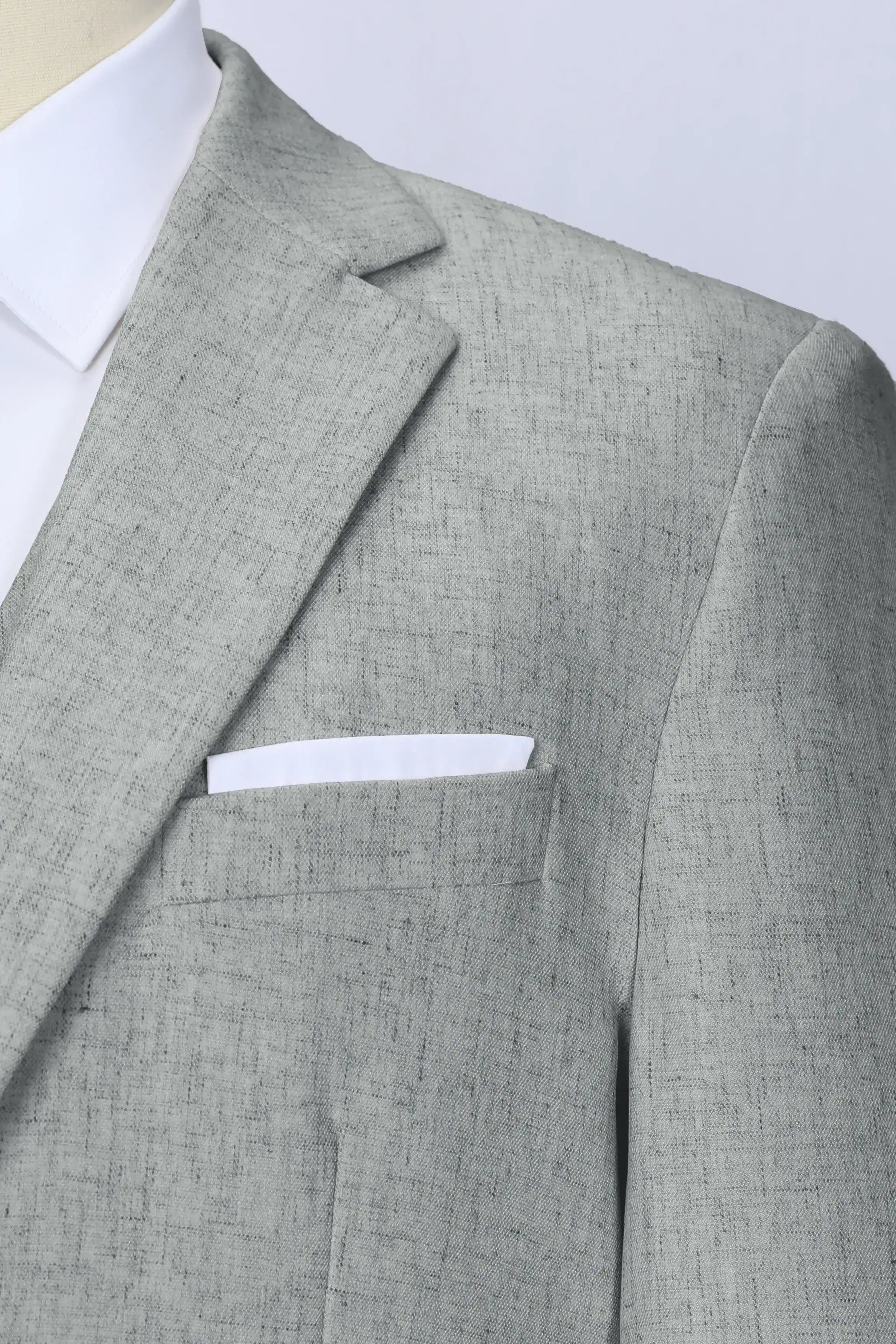 Grey Linen Blazer Texture Close-Up – Breathable Fabric for Warm Weather – Wehilion® ™