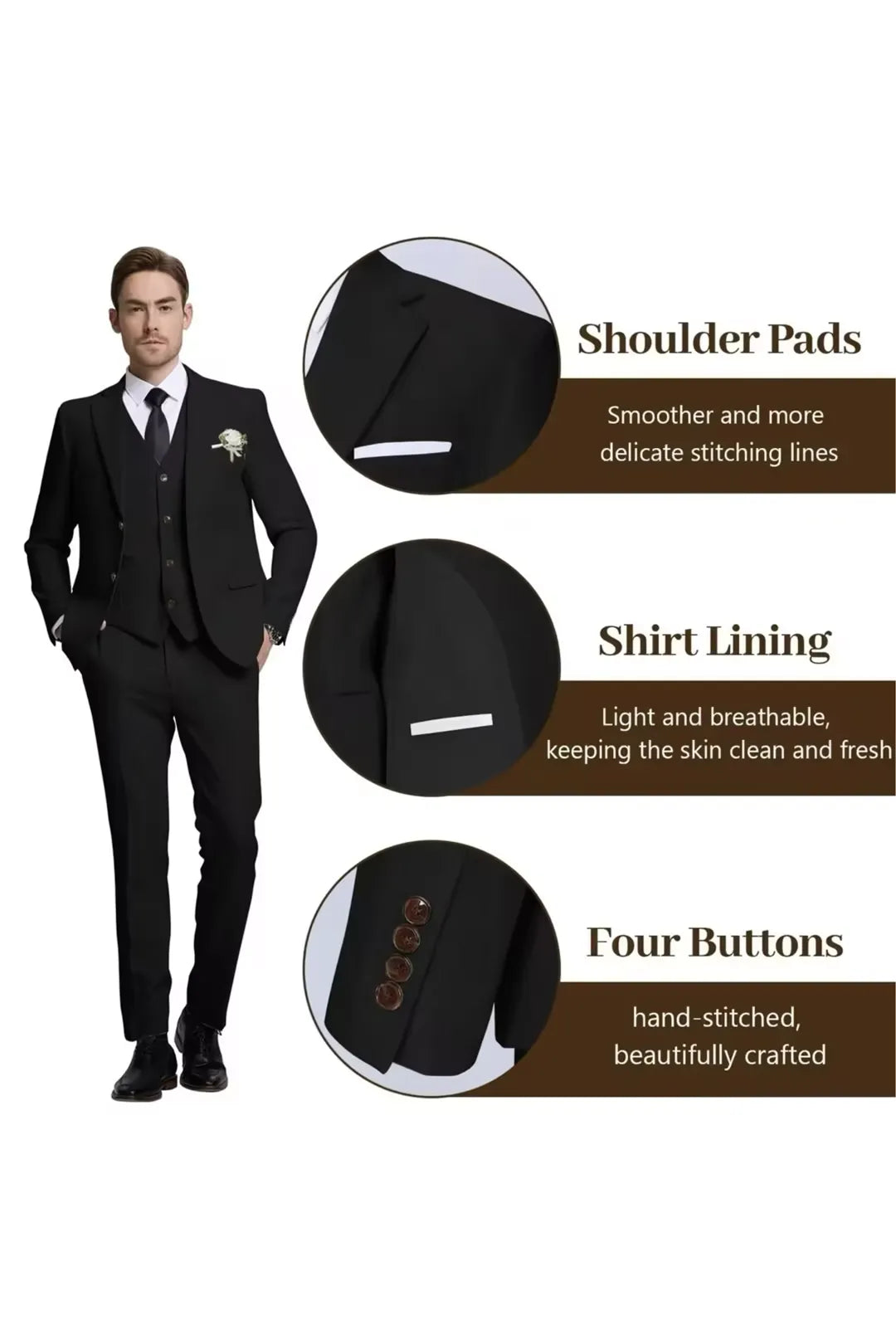 Men's Black Linen Slim Fit Suit – Summer Tuxedo Set for Wedding & Formal Events – Wehilion® ™