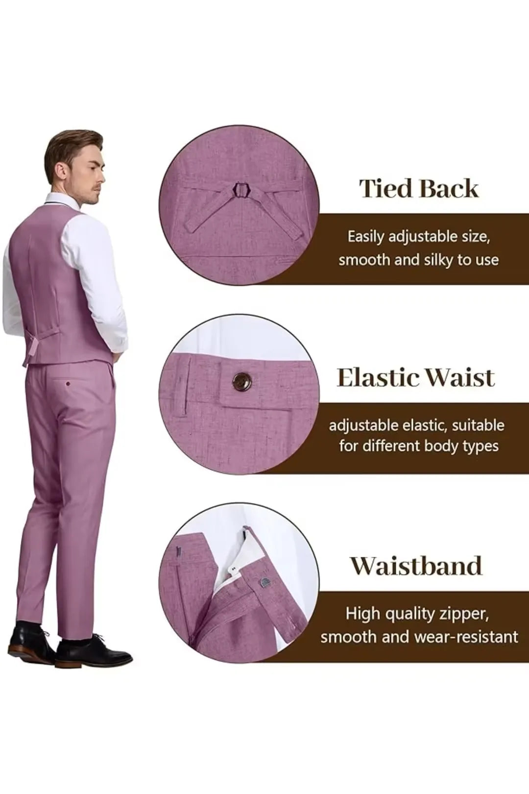 Light Purple Lightweight Linen Suit for Groom – Breathable 3 Piece Outfit with Blazer & Vest – Wehilion® ™