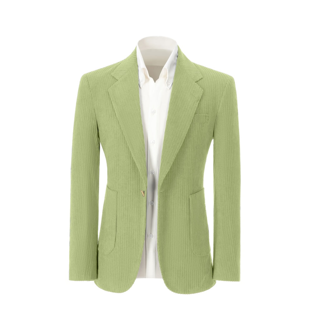 Men's light green corduroy prom blazer – front view of 2 piece exclusive suit