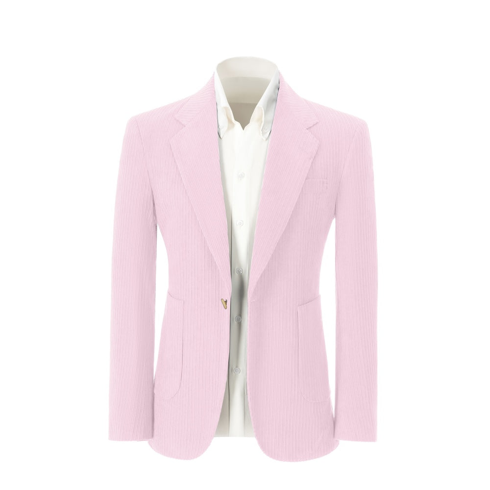 Men's light pink corduroy prom blazer – front view of 2 piece exclusive suit
