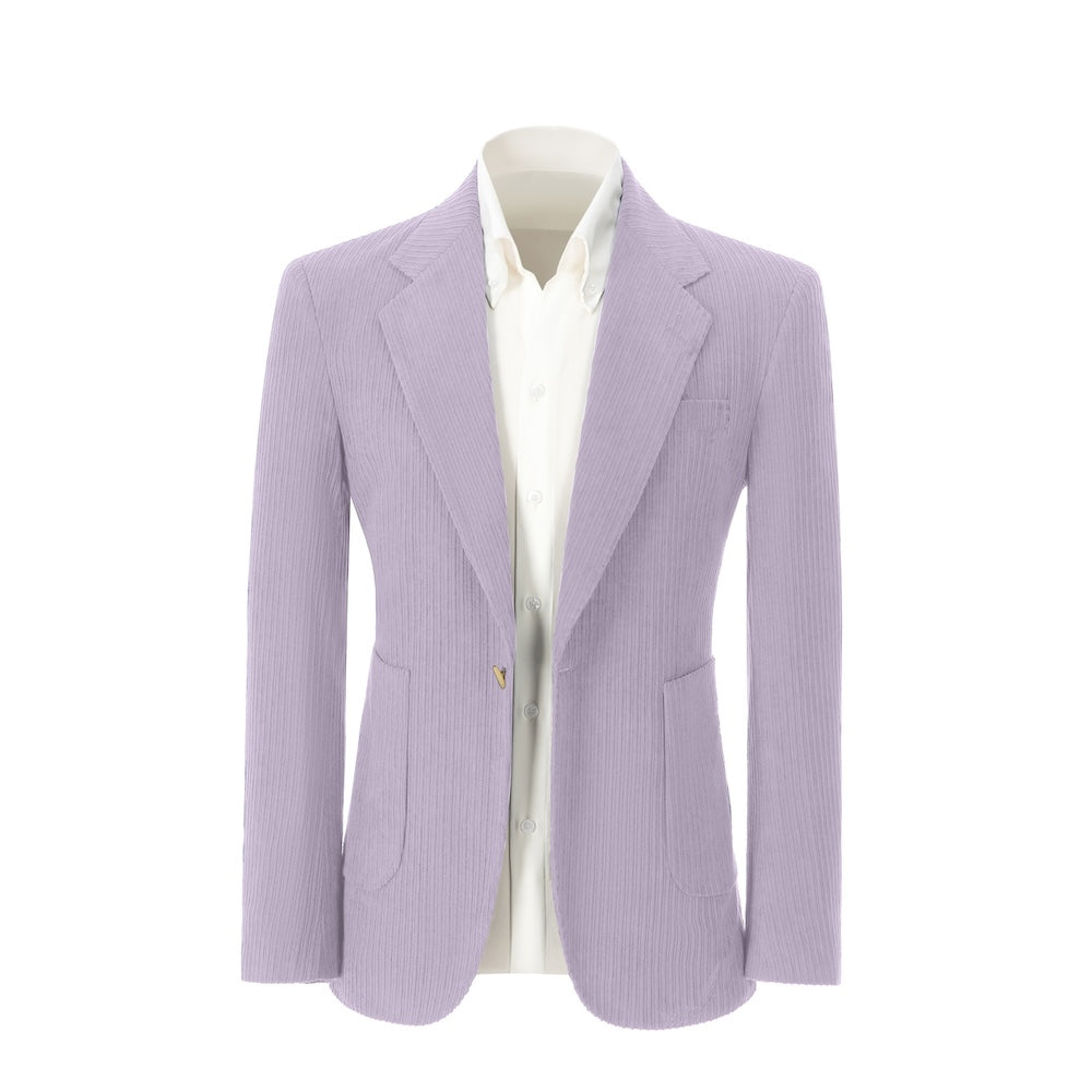 Men's light purple corduroy prom blazer – front view of 2 piece exclusive suit