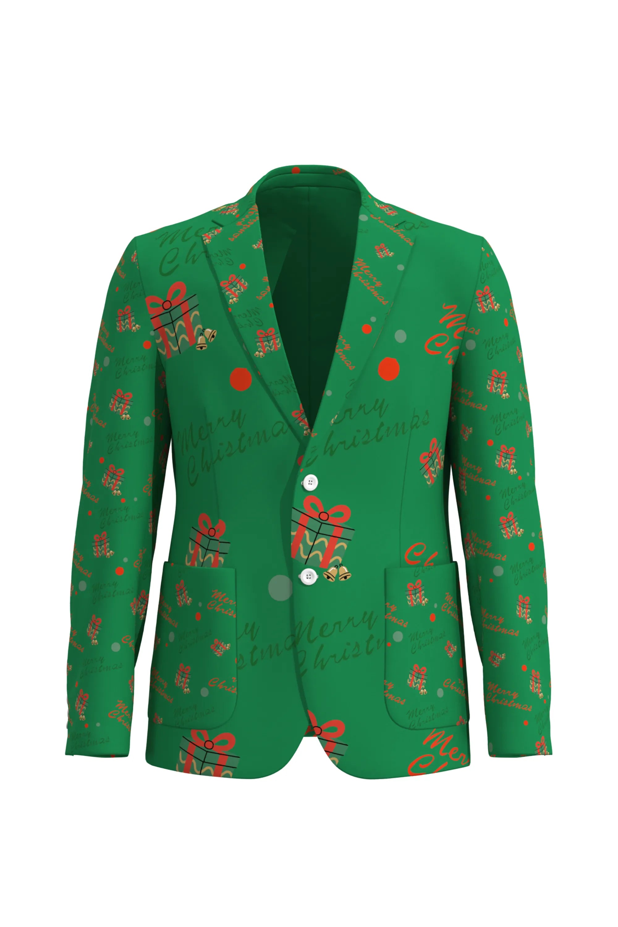 Men's Funny Printed Christmas Eve Party 2 Piece Suit