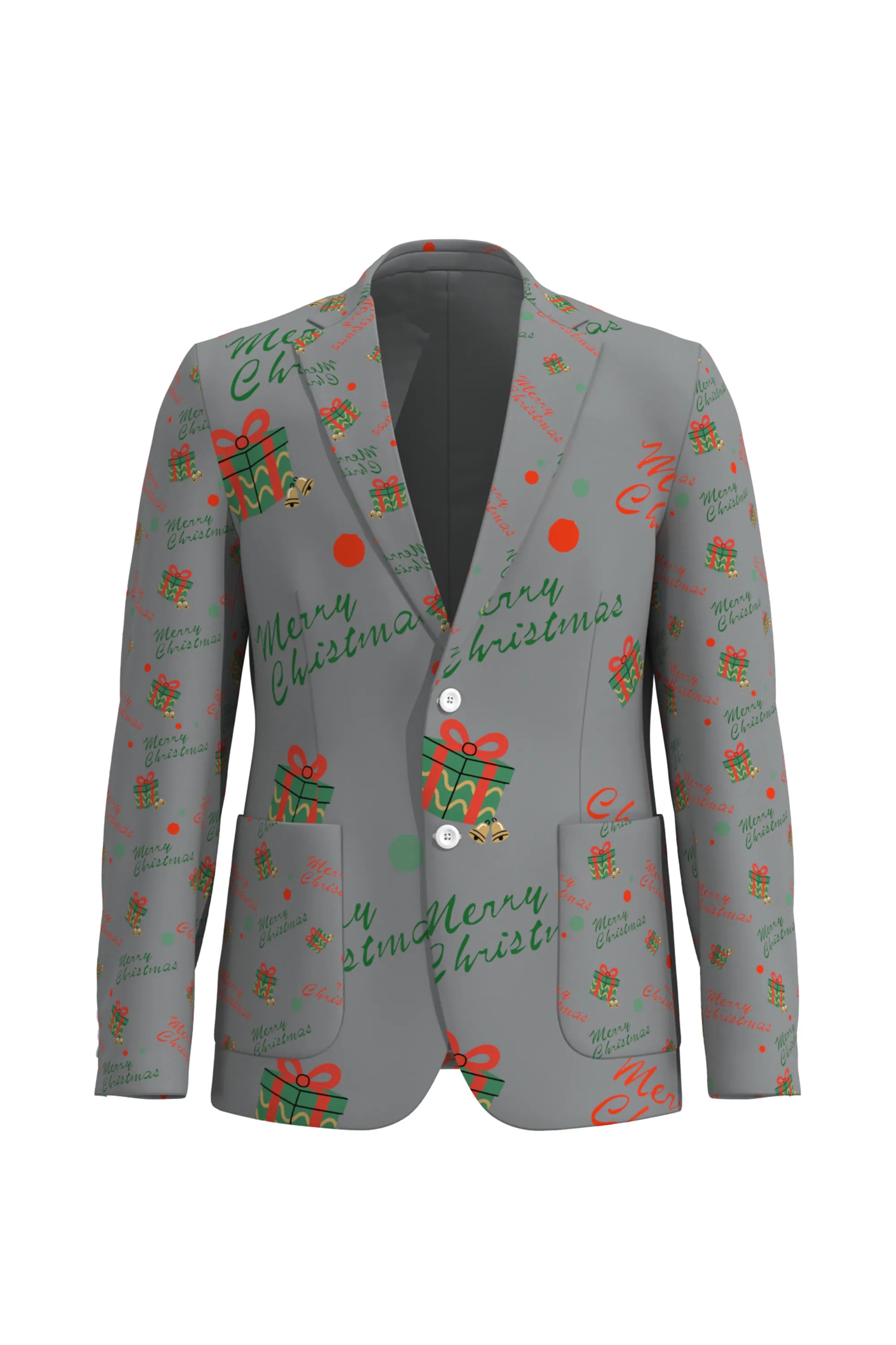 Men's Funny Printed Christmas Eve Party 2 Piece Suit