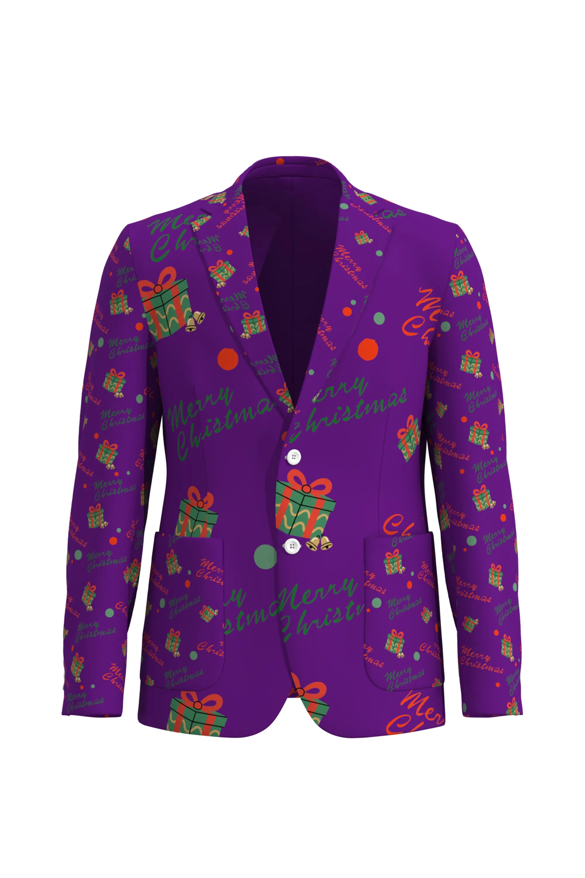 Men's Funny Printed Christmas Eve Party 2 Piece Suit