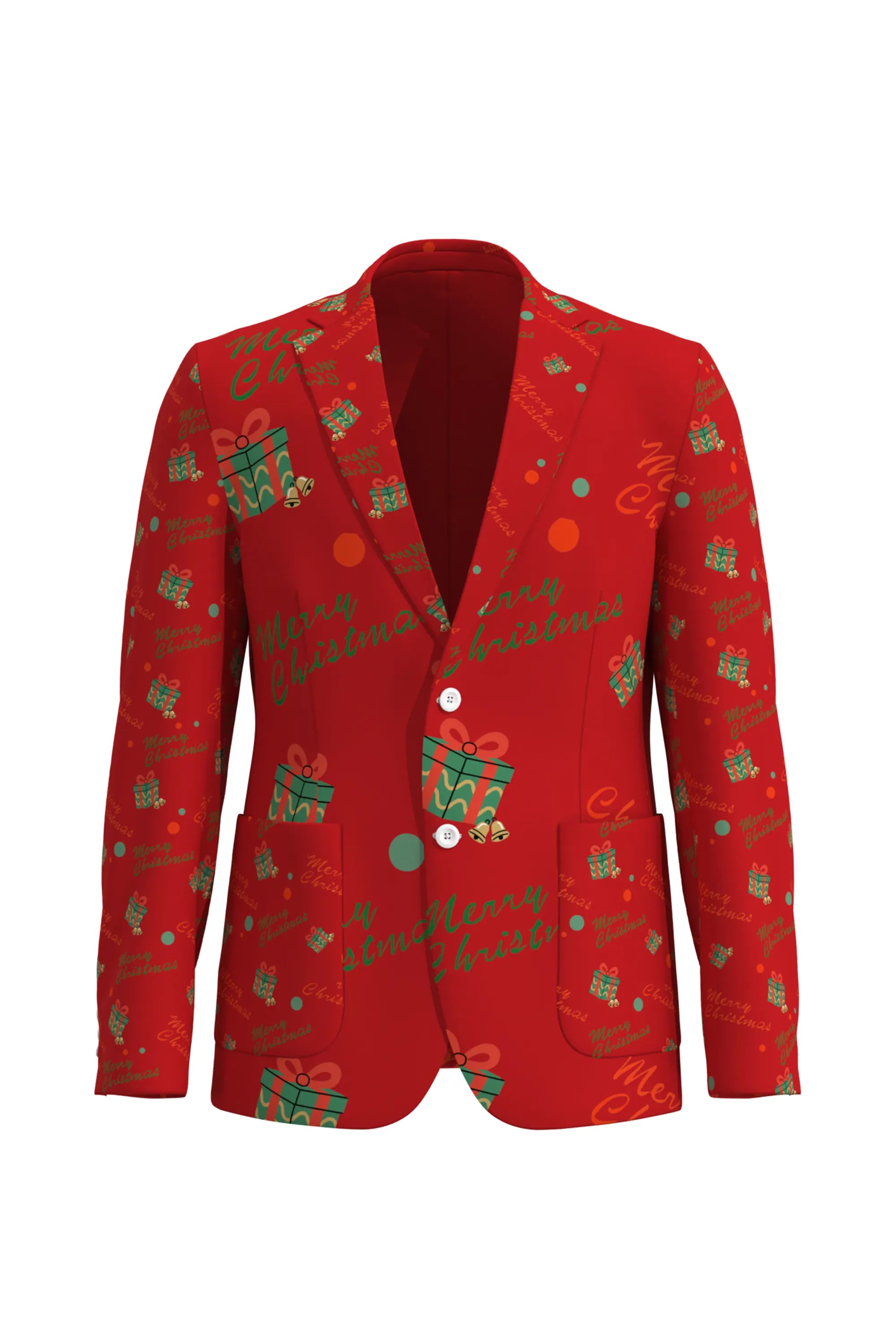 Men's Funny Printed Christmas Eve Party 2 Piece Suit