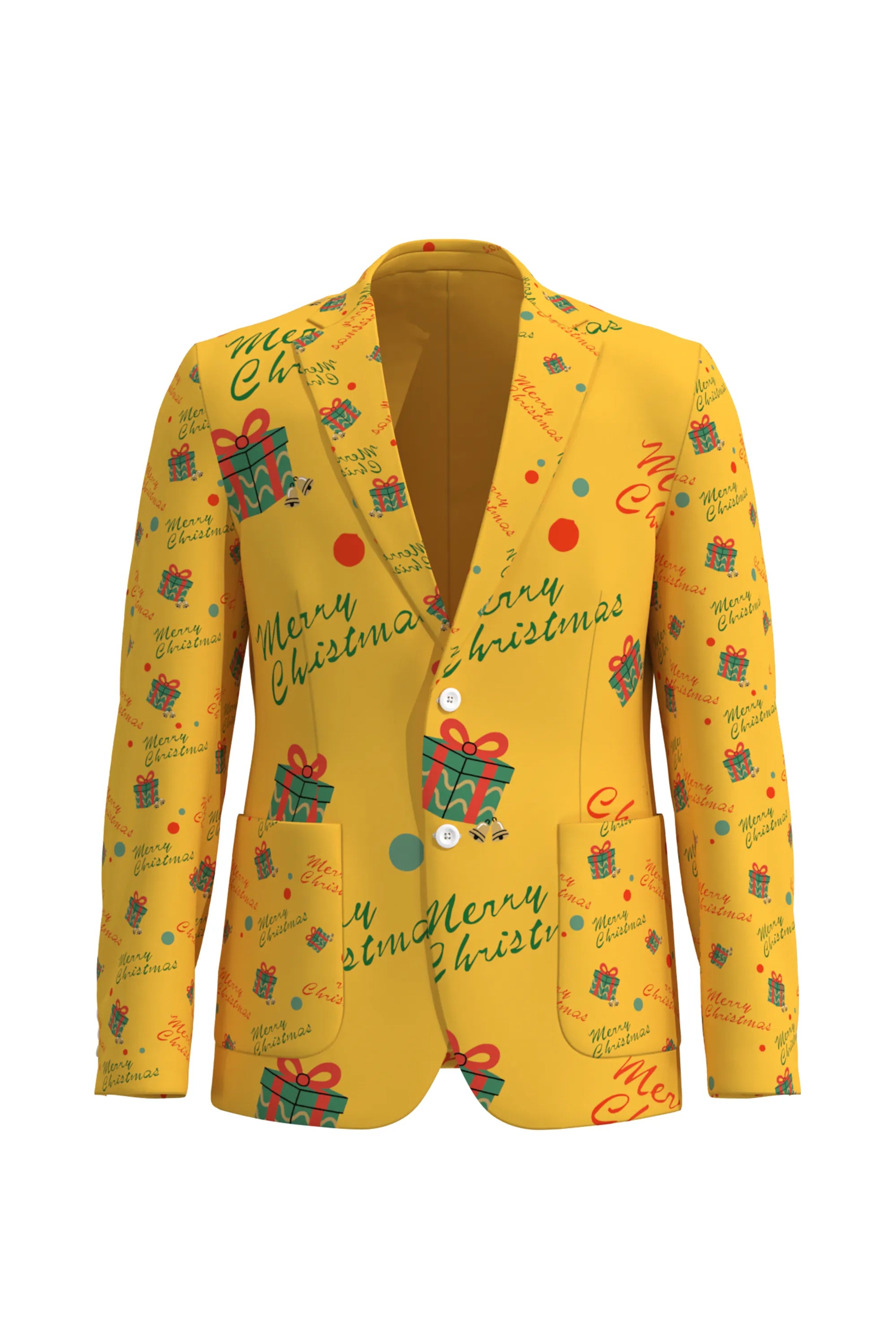 Men's Funny Printed Christmas Eve Party 2 Piece Suit