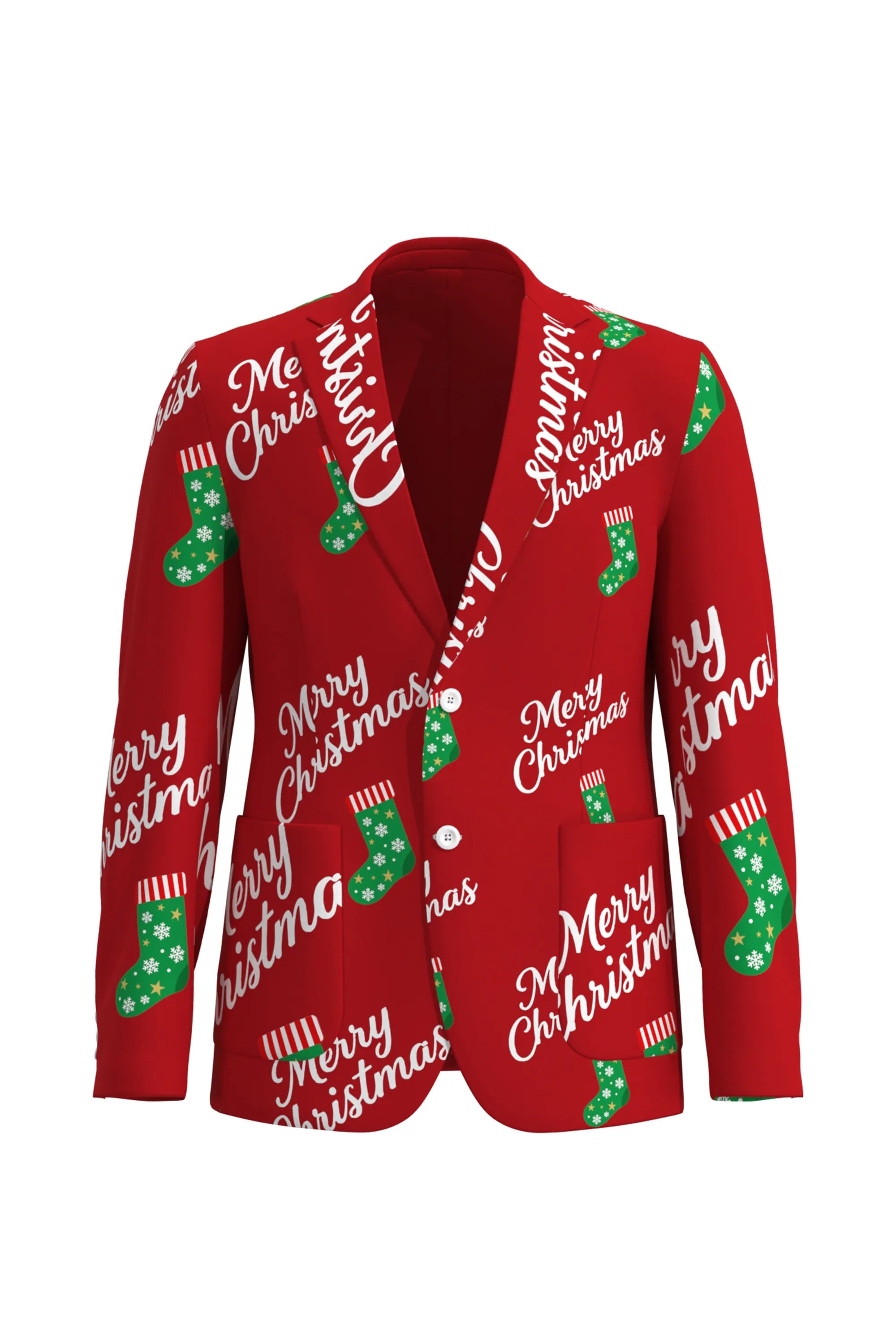 Men's Funny Pattern Christmas Eve Party 2 Piece Suit