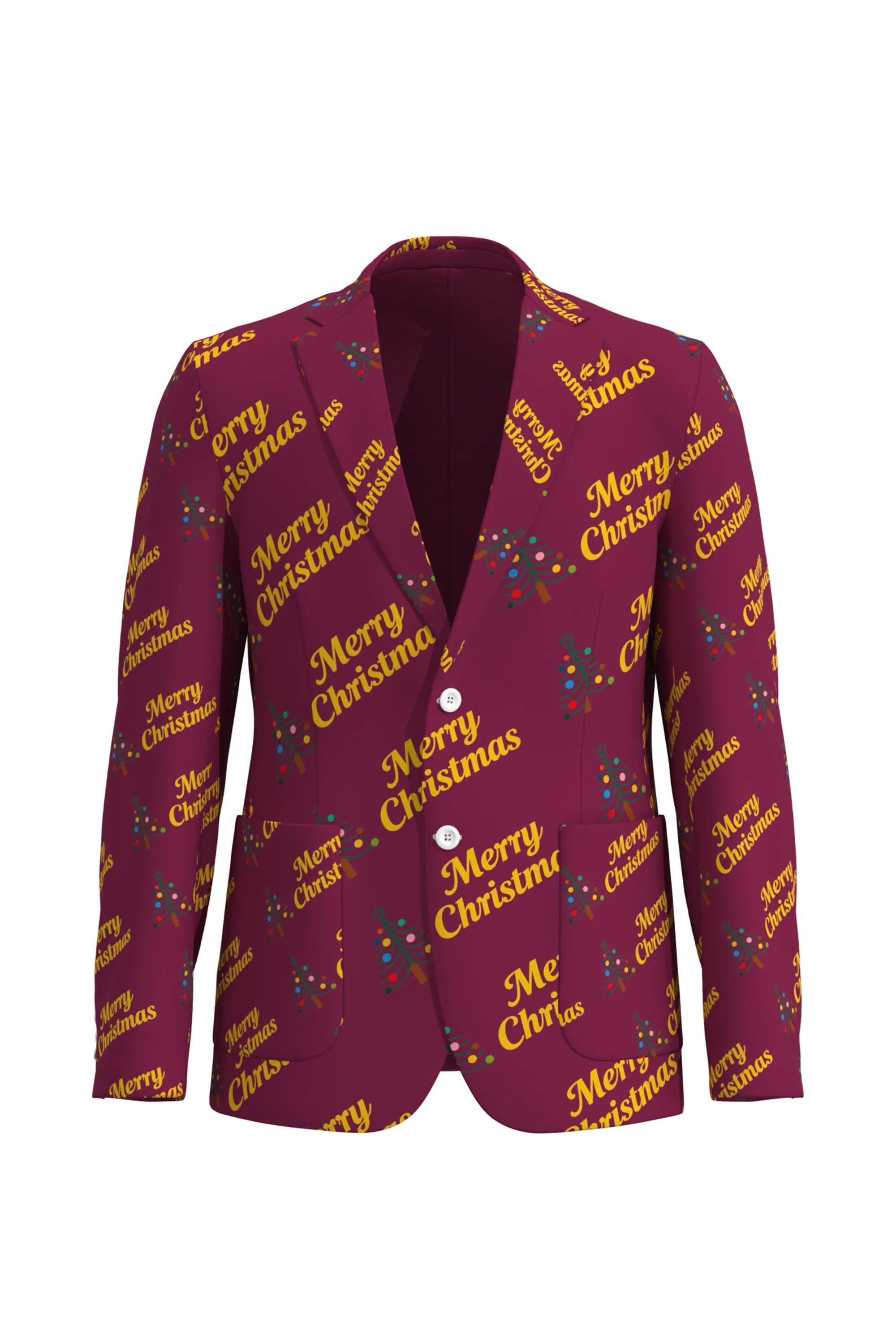 Men's Funny Printed Christmas Eve Party 2 Piece Suit