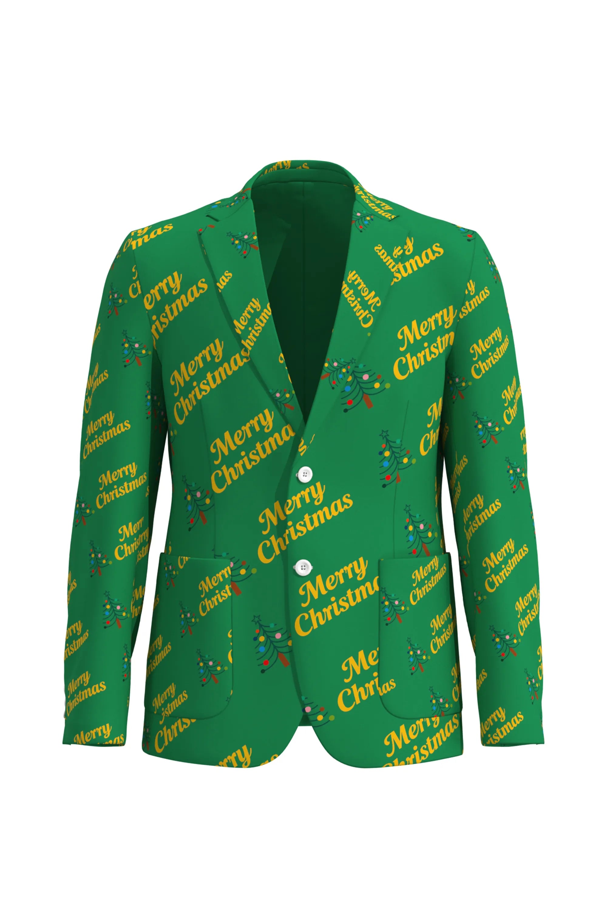 Men's Funny Printed Christmas Eve Party 2 Piece Suit