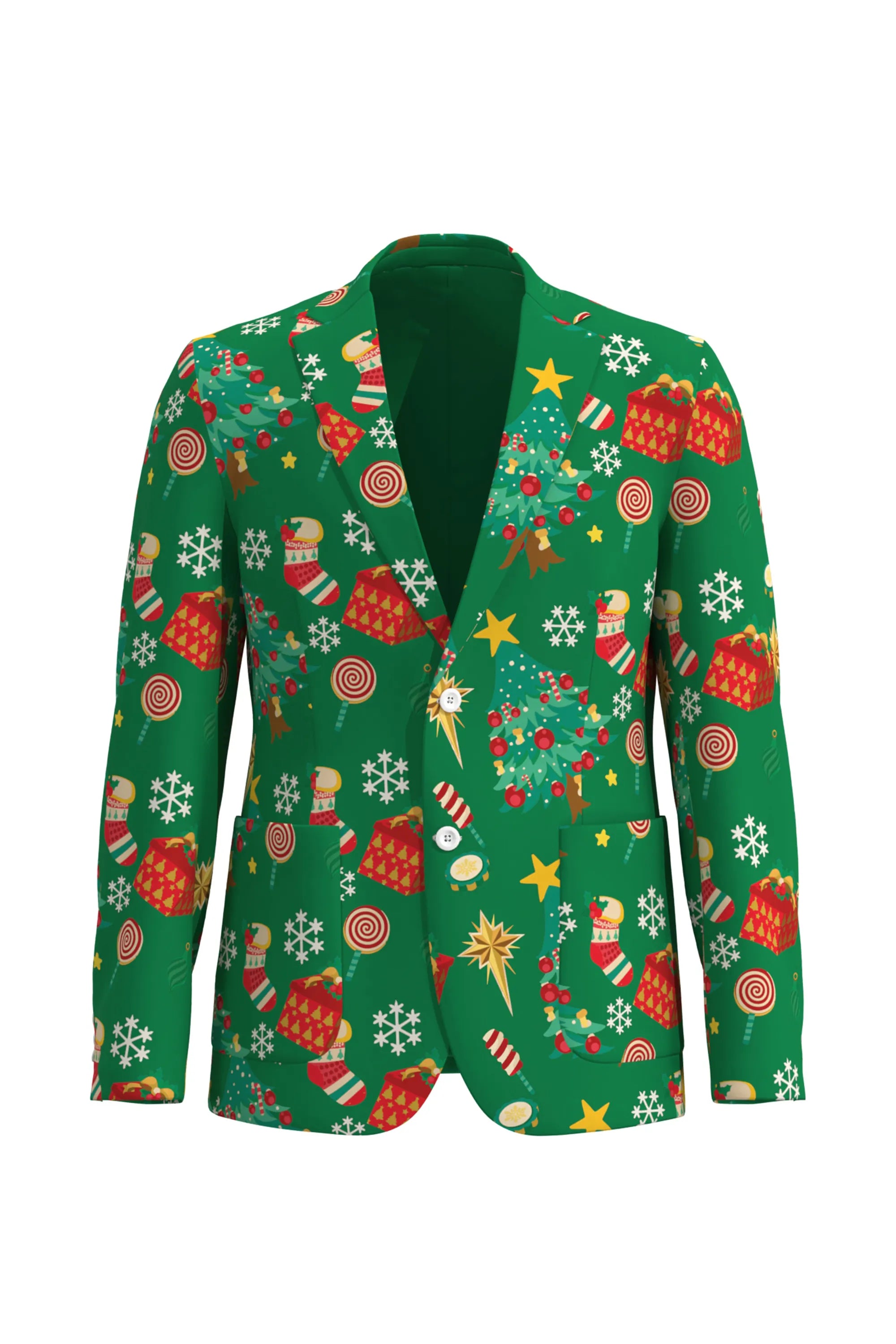 Men's Tree Pattern Christmas Eve Party 2 Piece Suit