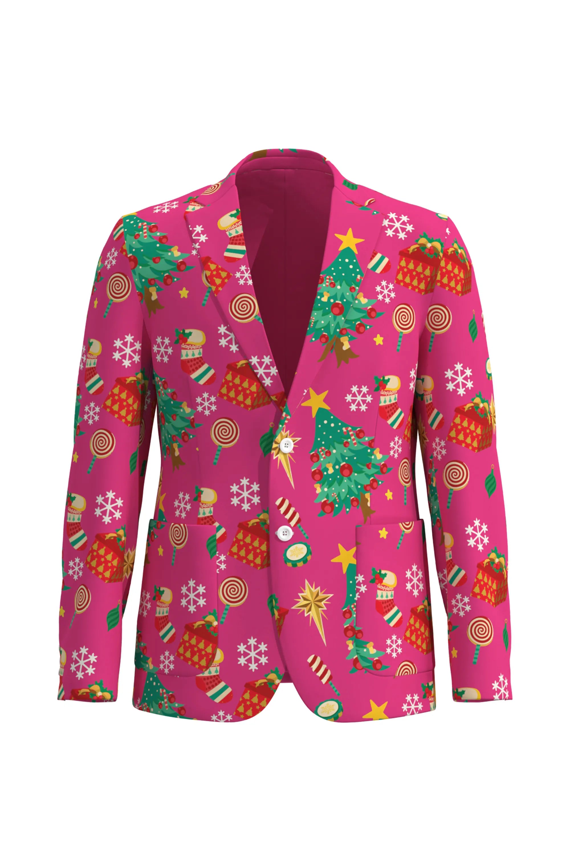 Men's Tree Pattern Christmas Eve Party 2 Piece Suit