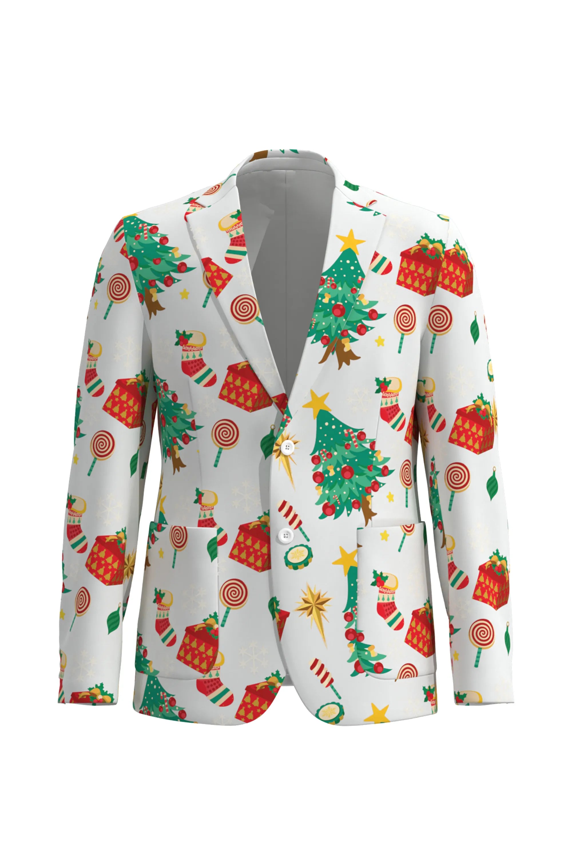 Men's Tree Pattern Christmas Eve Party 2 Piece Suit
