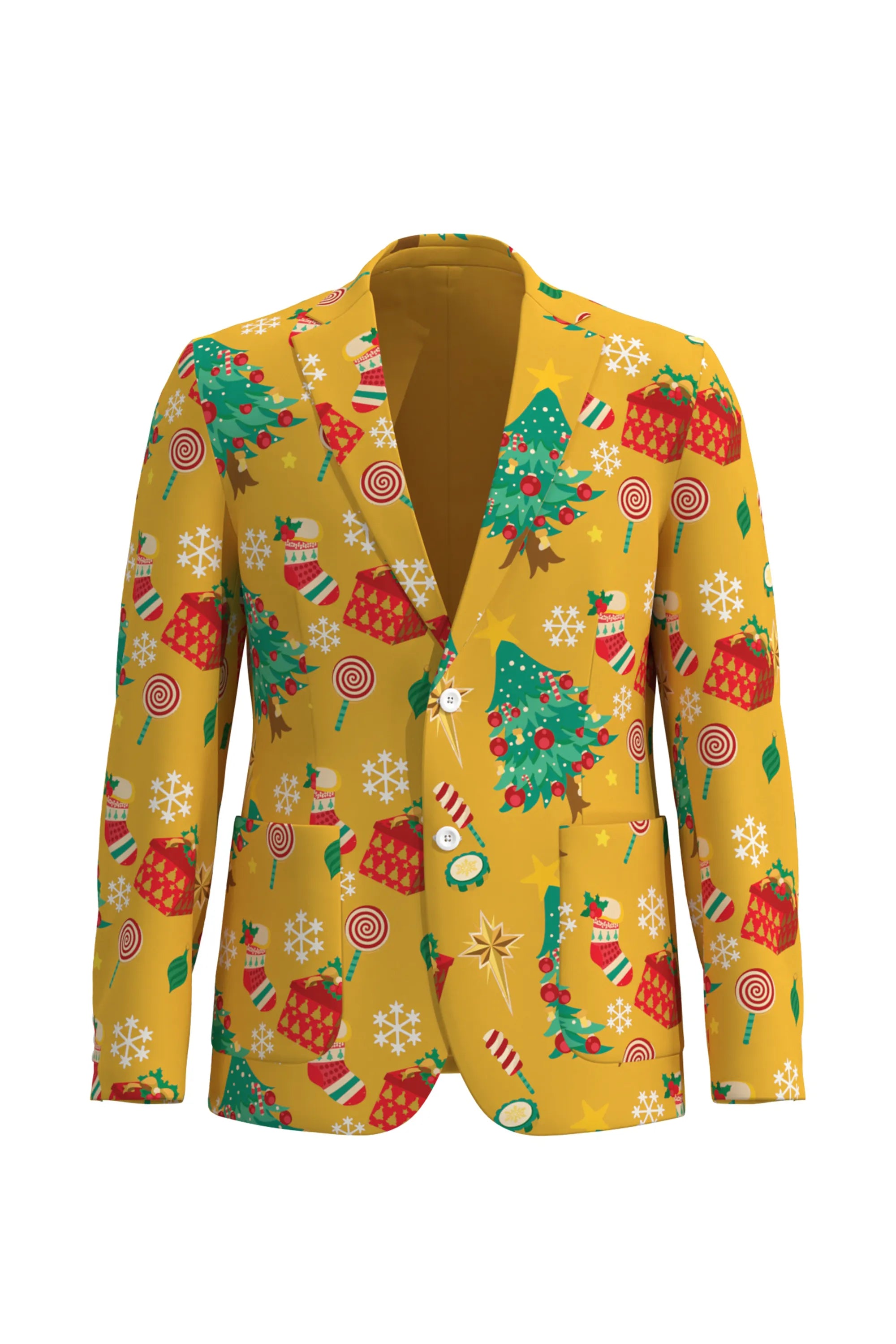 Men's Tree Pattern Christmas Eve Party 2 Piece Suit