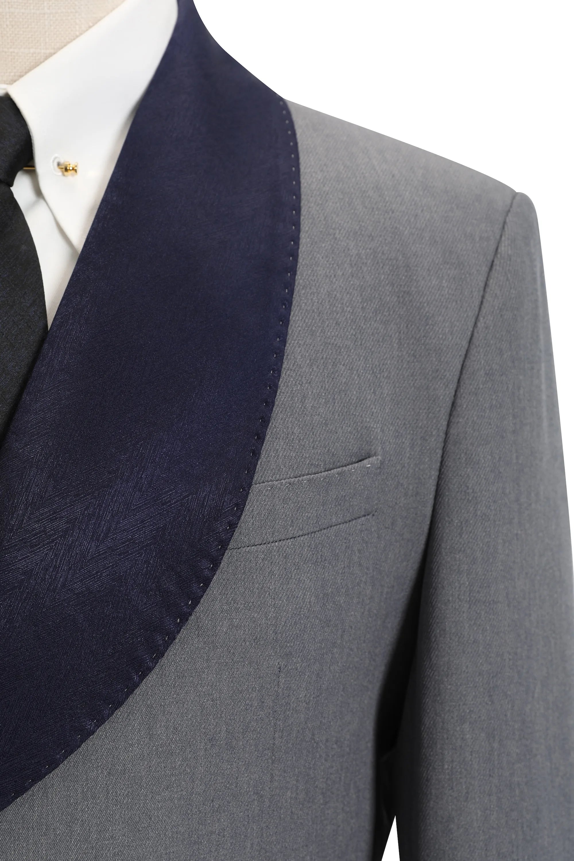 Men's Grey Double-Breasted 2 Piece Suits