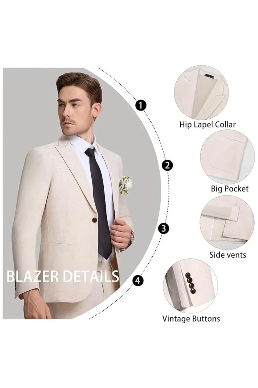 Men's Casual Linen 2 Piece Suits - Fabric Upgrade
