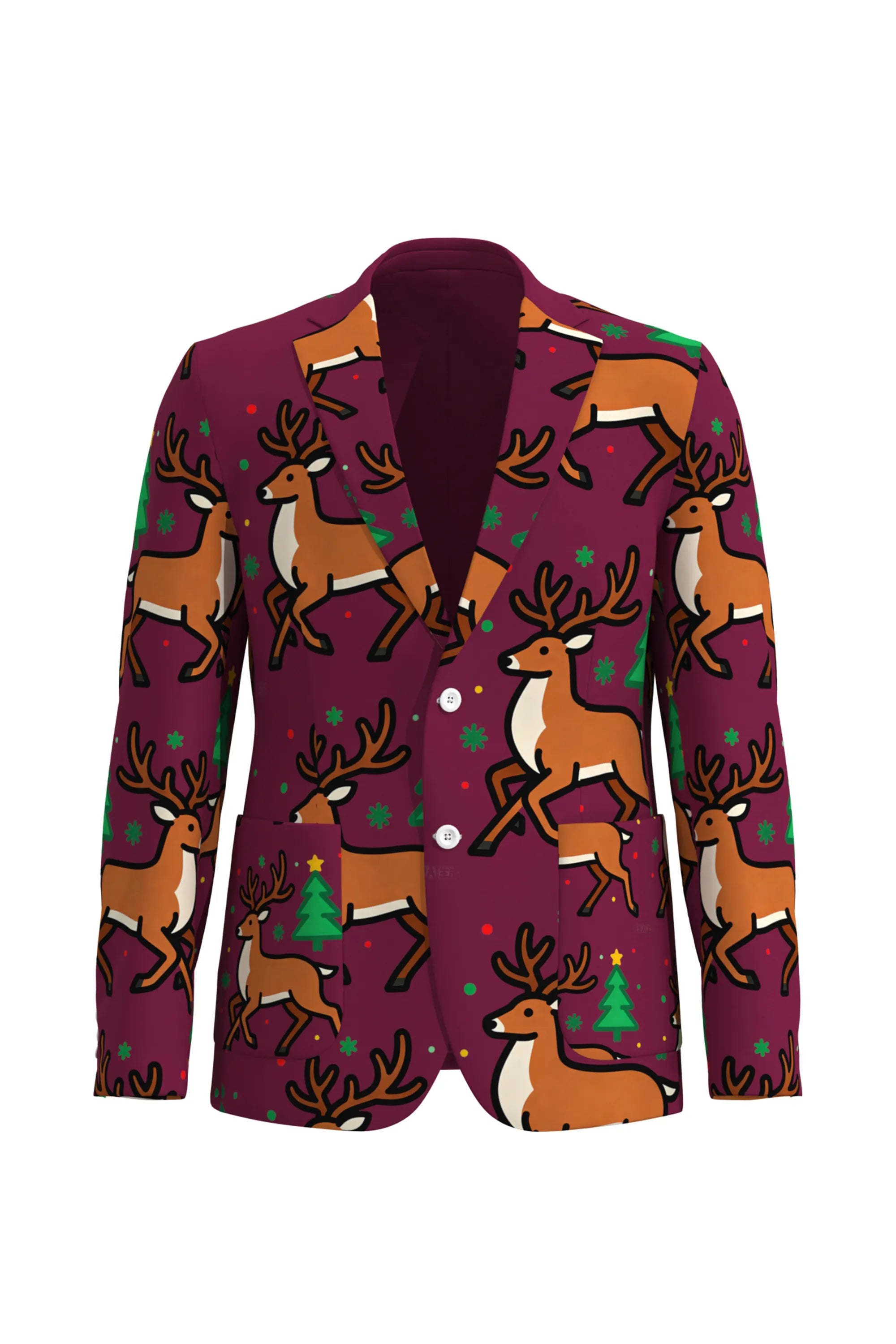 Men's Deer Animal Christmas Eve Party 2 Piece Suit