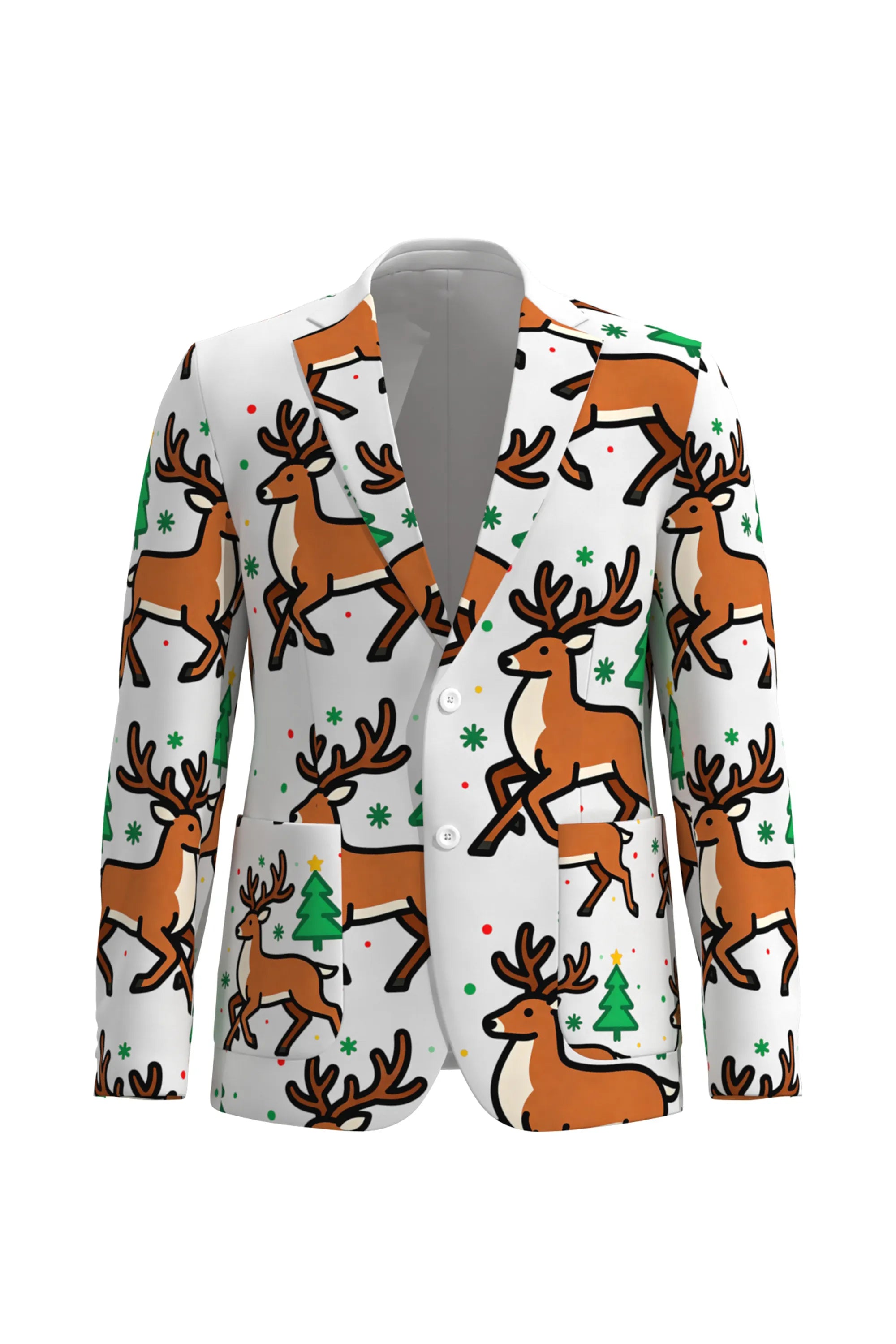 Men's Deer Animal Christmas Eve Party 2 Piece Suit