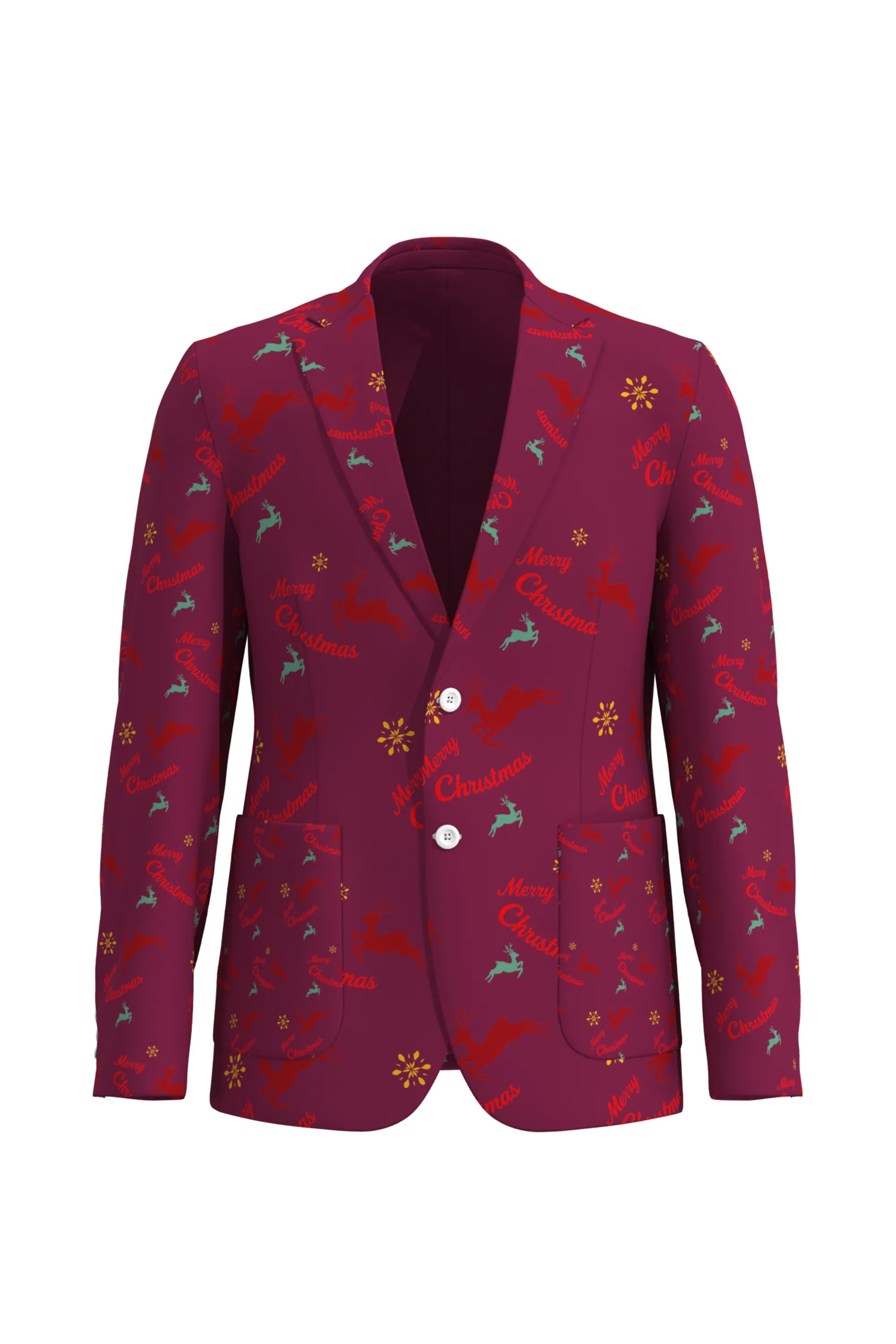 Men's Funny Printed Christmas Eve Party 2 Piece Suit